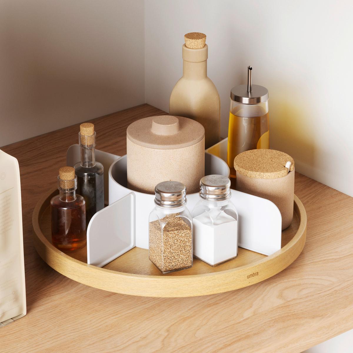 Menage-Set Bellwood Lezy Weiß/Naturfarben - Naturfarben/Weiß, Design, Holz/Kunststoff (30,5/8,9/30,5cm) - Umbra