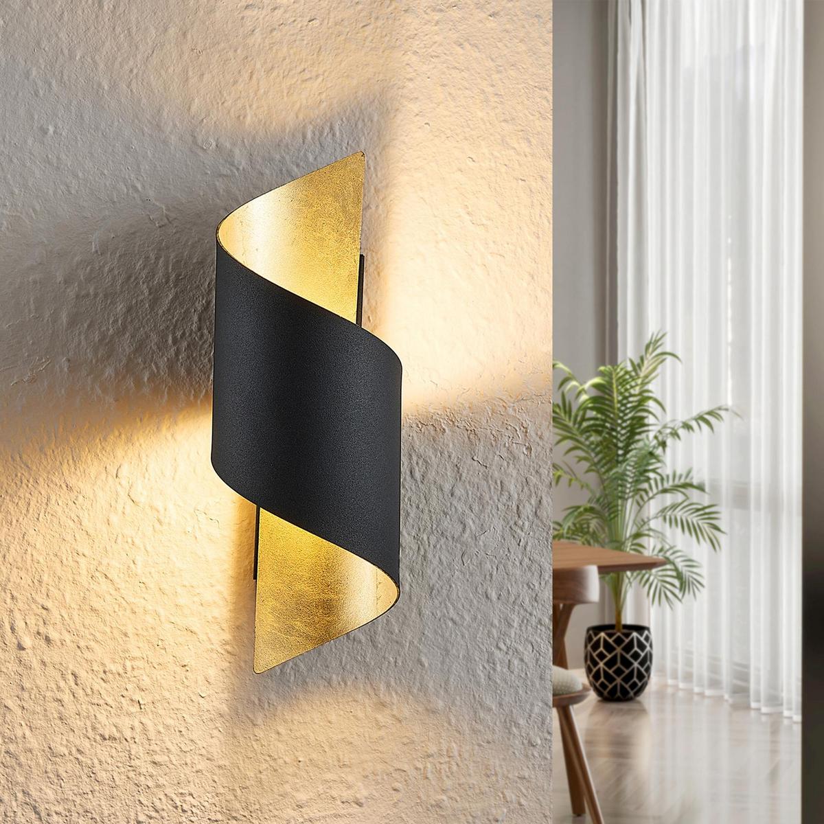 KINKIET MARIE *SBM* - czarny/kolor złoty, Basics, metal (8/24/11cm) - Marama