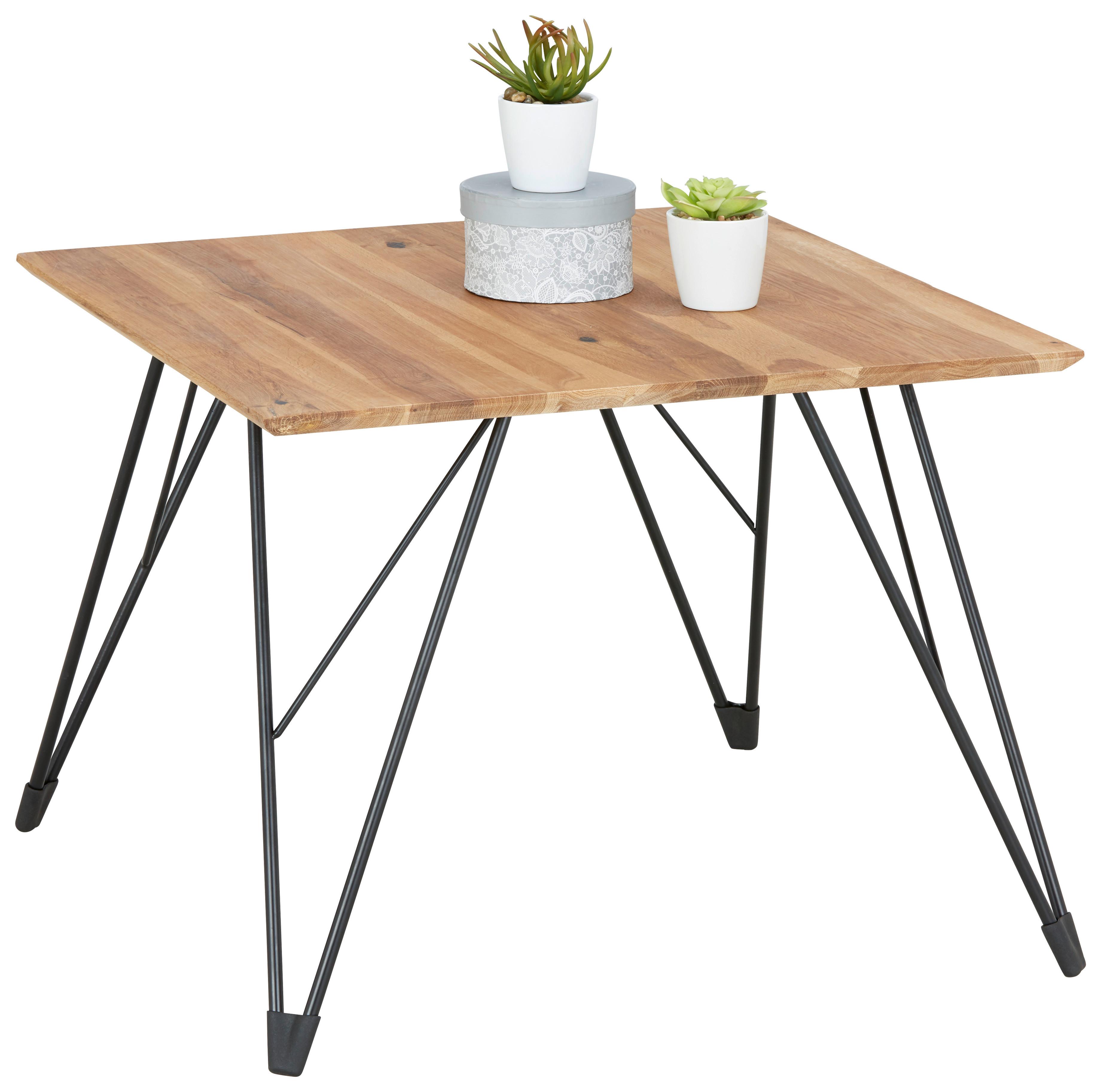 Couchtisch Casablanca in Eichefarben Echtholz - Eichefarben/Schwarz, MODERN, Holz/Metall (60/60/46cm) - Based