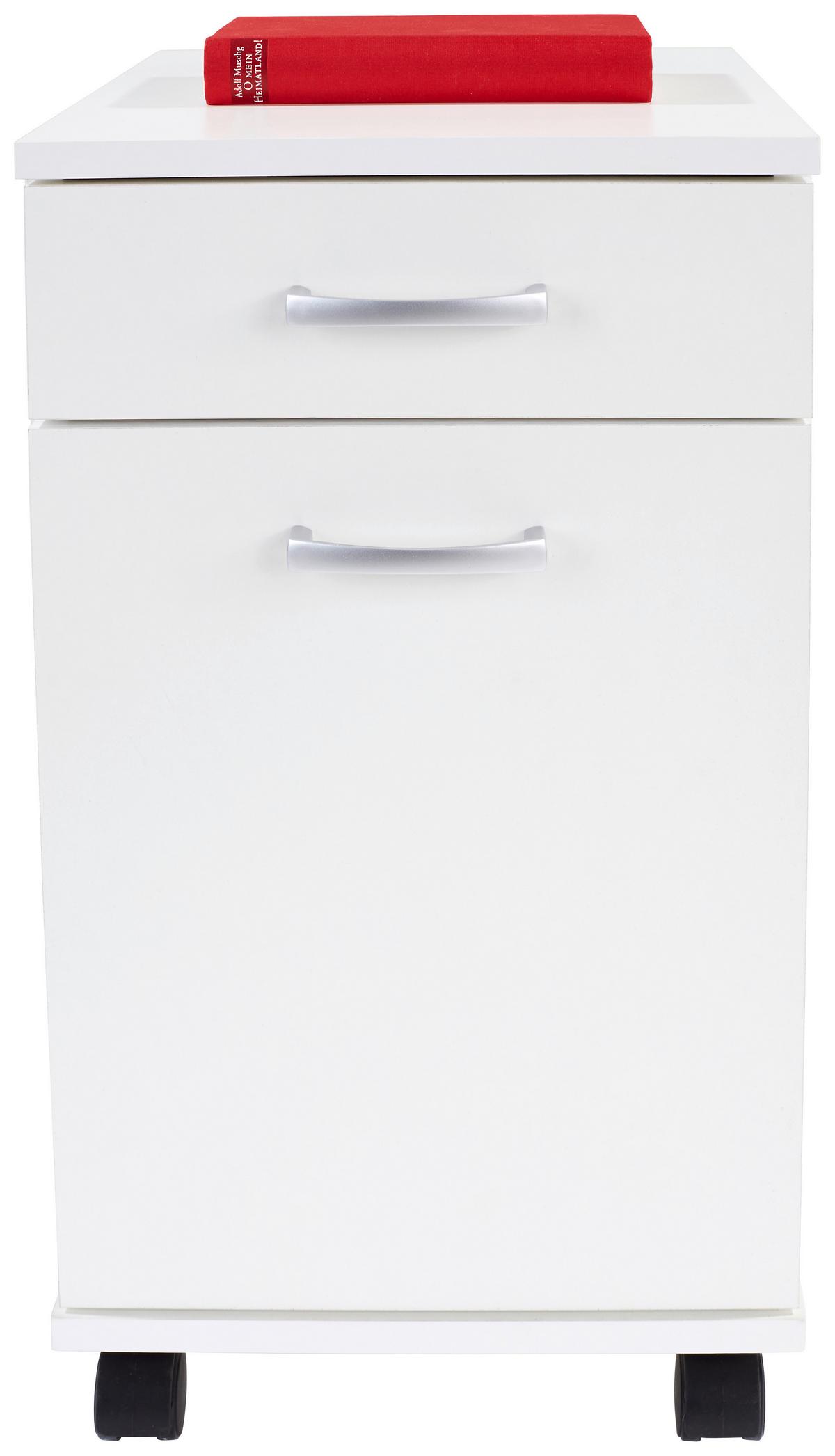 Görgős Konténer Fehér Szín Rimini - alumíniumszínű/fehér, Modern, műanyag/faalapú anyag (33/59,5/38cm)