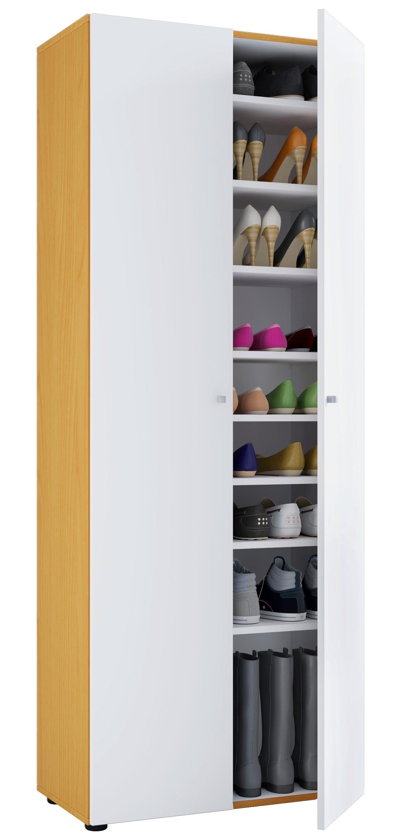 SCHUHSCHRANK VANDOL I 9 DT - Weiss/Buchefarben, Design, Holzwerkstoff/Kunststoff (71/180/39cm) - MID.YOU