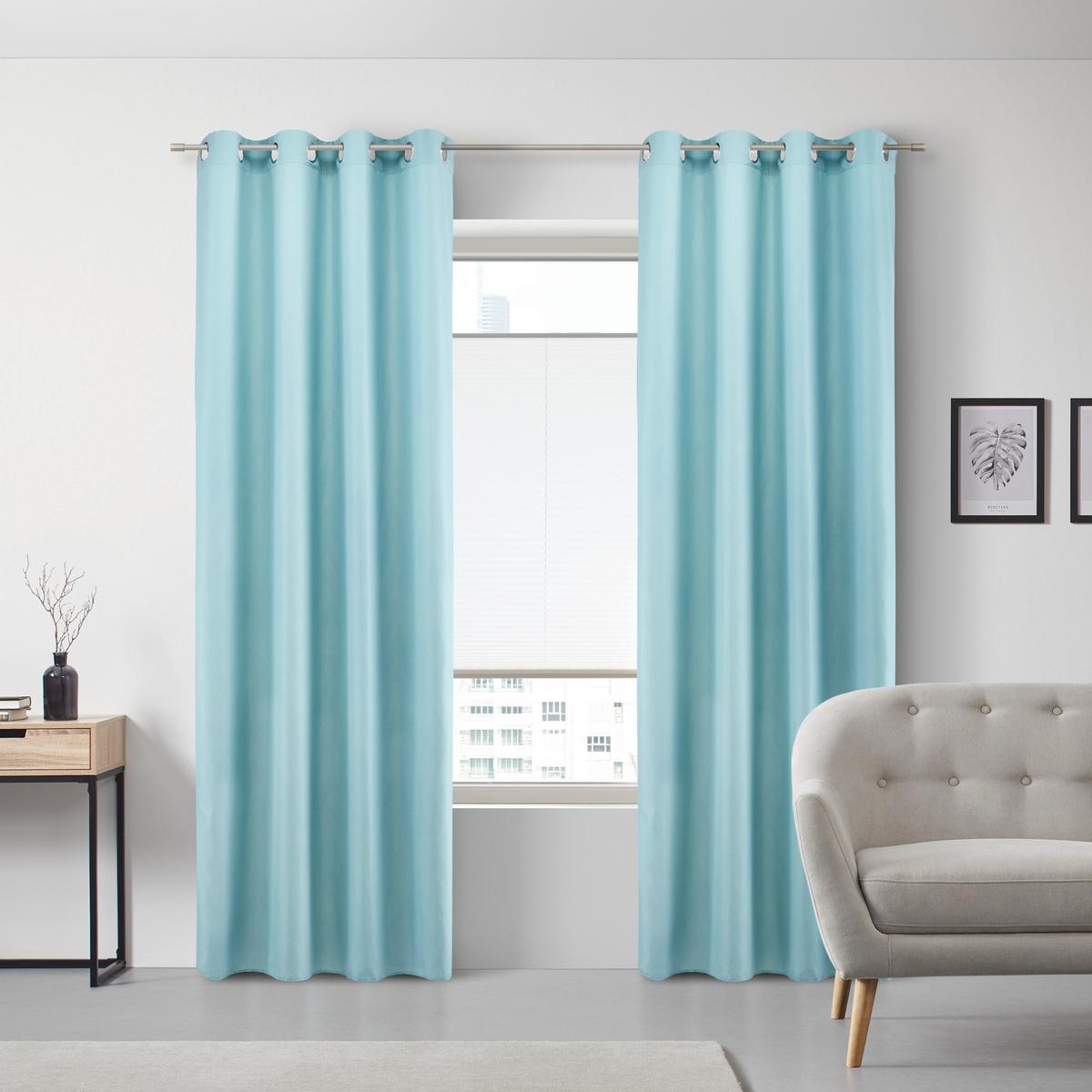 ZASŁONA NA PRZELOTKACH ABBY -JUB-, TYP FIRANA - turkusowy, Konventionell, tkanina (140/235cm) - Modern Living