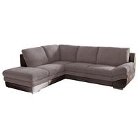 Wohnlandschaft in Taupe/ Dunkelbraun ´NARDO´ - Taupe/Chromfarben, MODERN, Textil/Metall (221/264cm) - MID.YOU