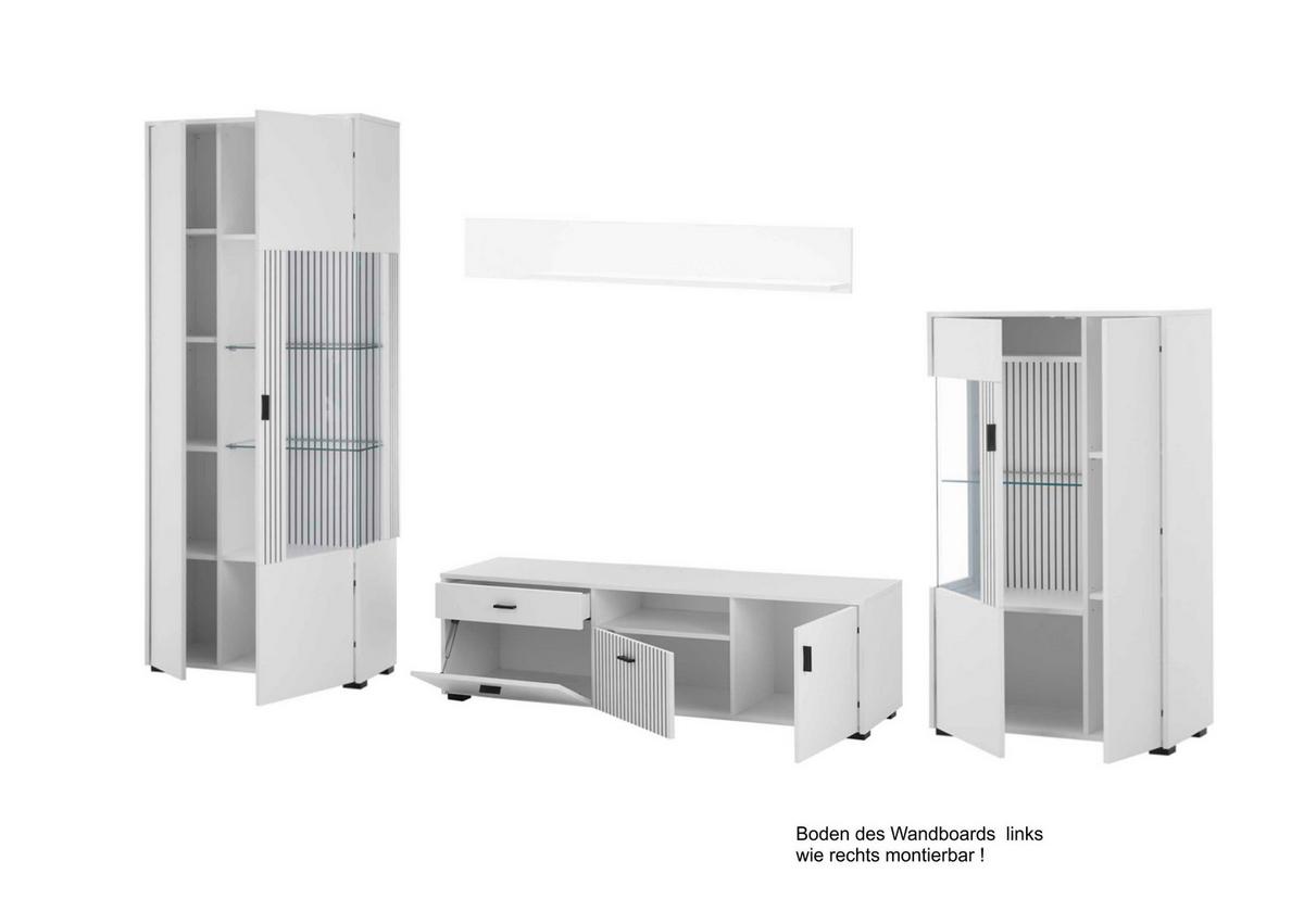 Wohnwand Hudson Schwarz/Weiß - Schwarz/Weiß, Design, Glas/Holzwerkstoff (320/180/42cm) - MID.YOU