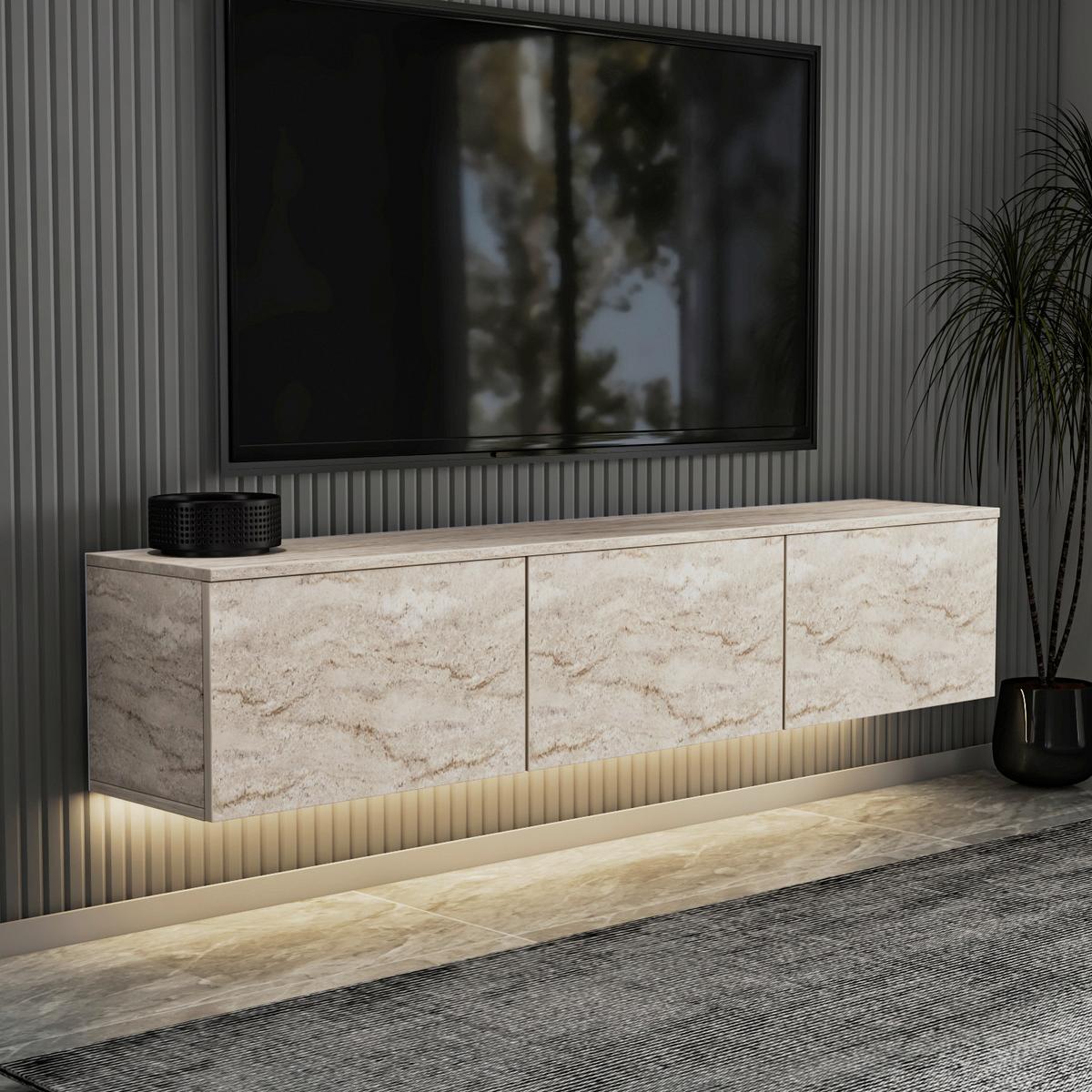 LOWBOARD NEON TV-MÖBEL - Beige, Design, Holzwerkstoff (160/35/32cm) - Livetastic