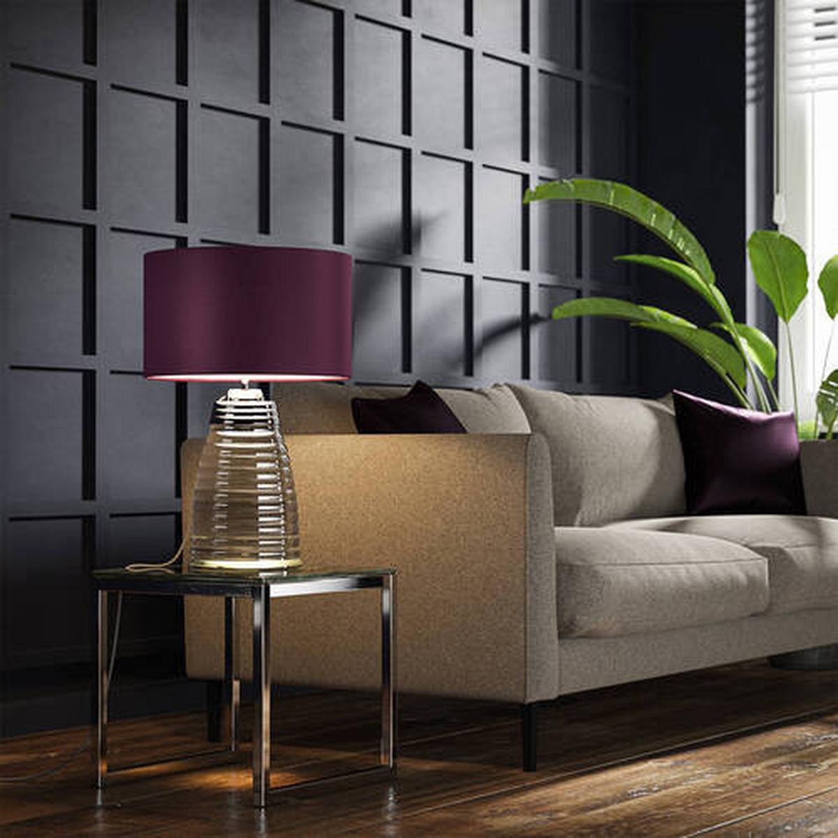 Stolna Svjetiljka Qn-Milne-Tl-Aub - boje nikla/prozirno, Design, staklo/tekstil (41/64,3cm) - Elstead Lighting