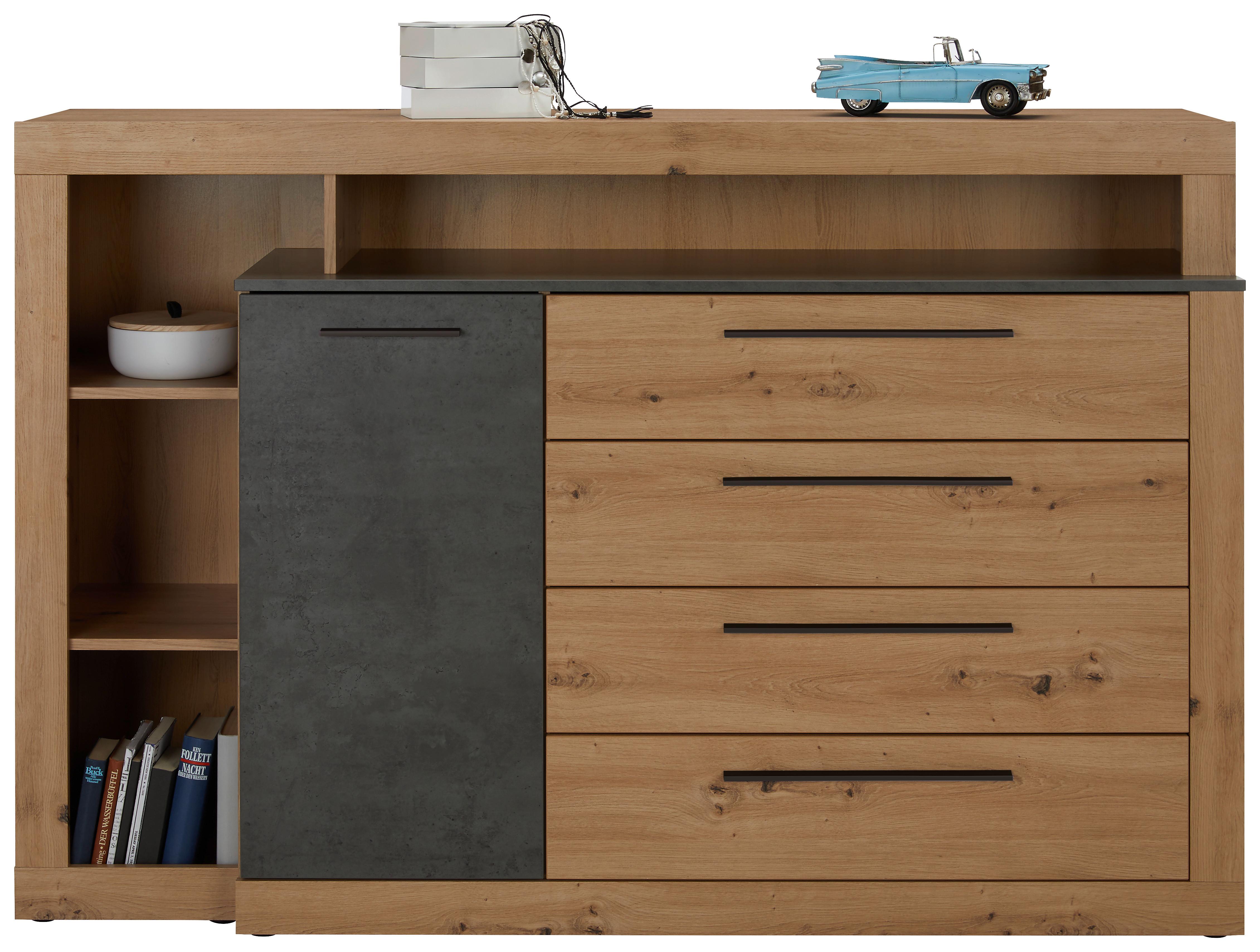 Sideboard Chanton Eiche Artisan/Grau - Eichefarben/Dunkelgrau, MODERN, Holzwerkstoff/Kunststoff (161/107/43cm) - Mömax