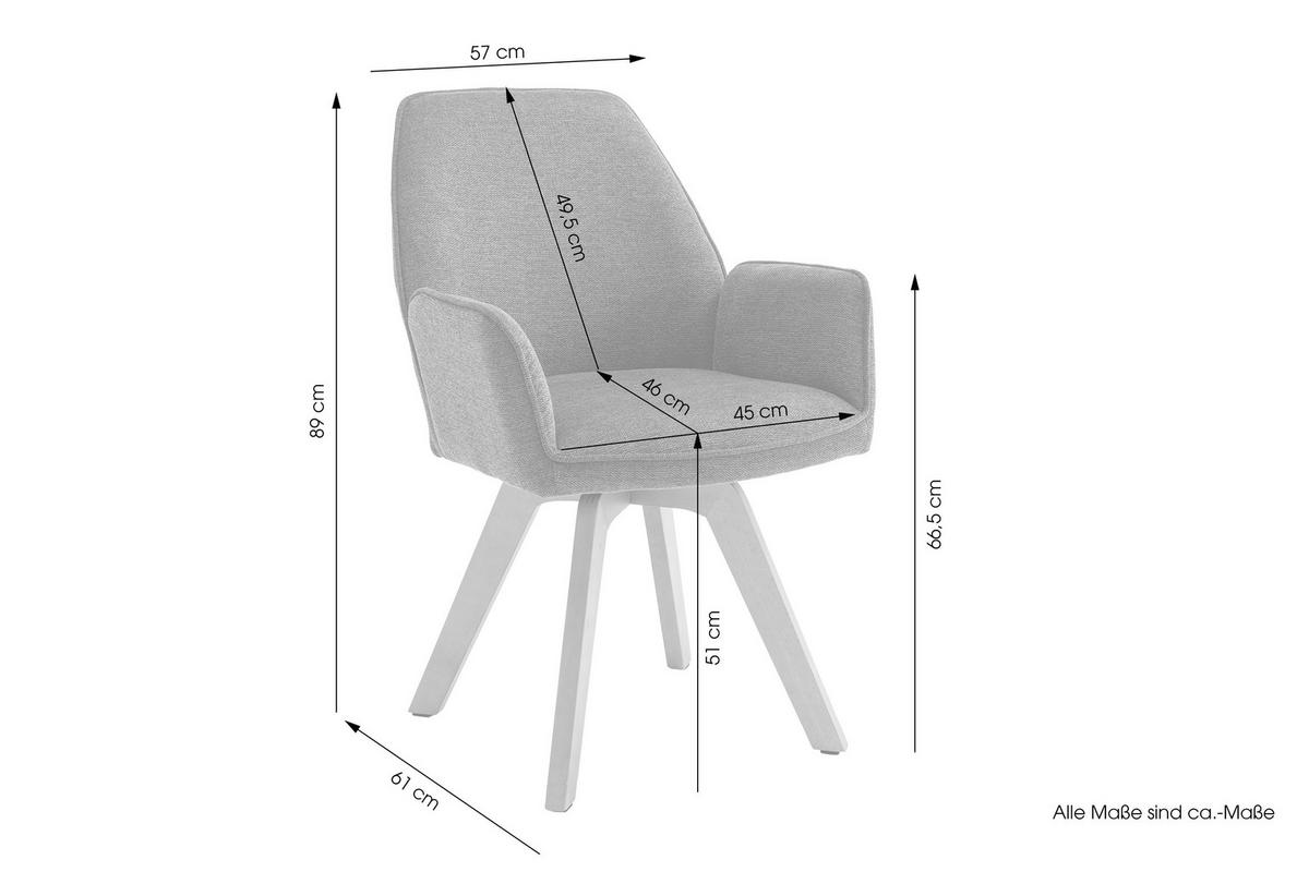STUHL-SET TONY - Anthrazit/Buchefarben, MODERN, Holz/Textil (57/89/61cm) - MID.YOU
