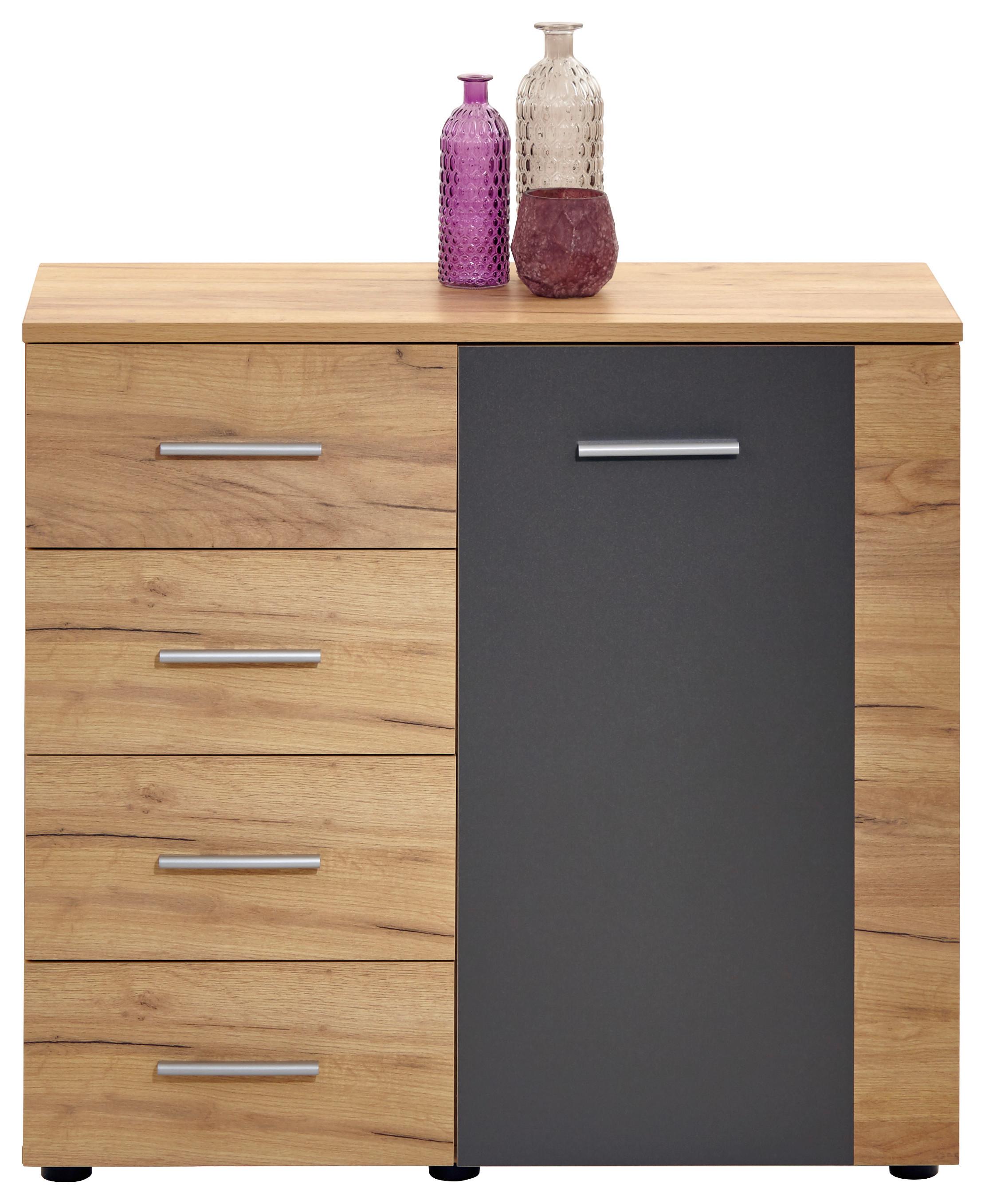 Komoda Uno - siva/barve hrasta, Moderno, leseni material (88/80/40cm) - Mömax