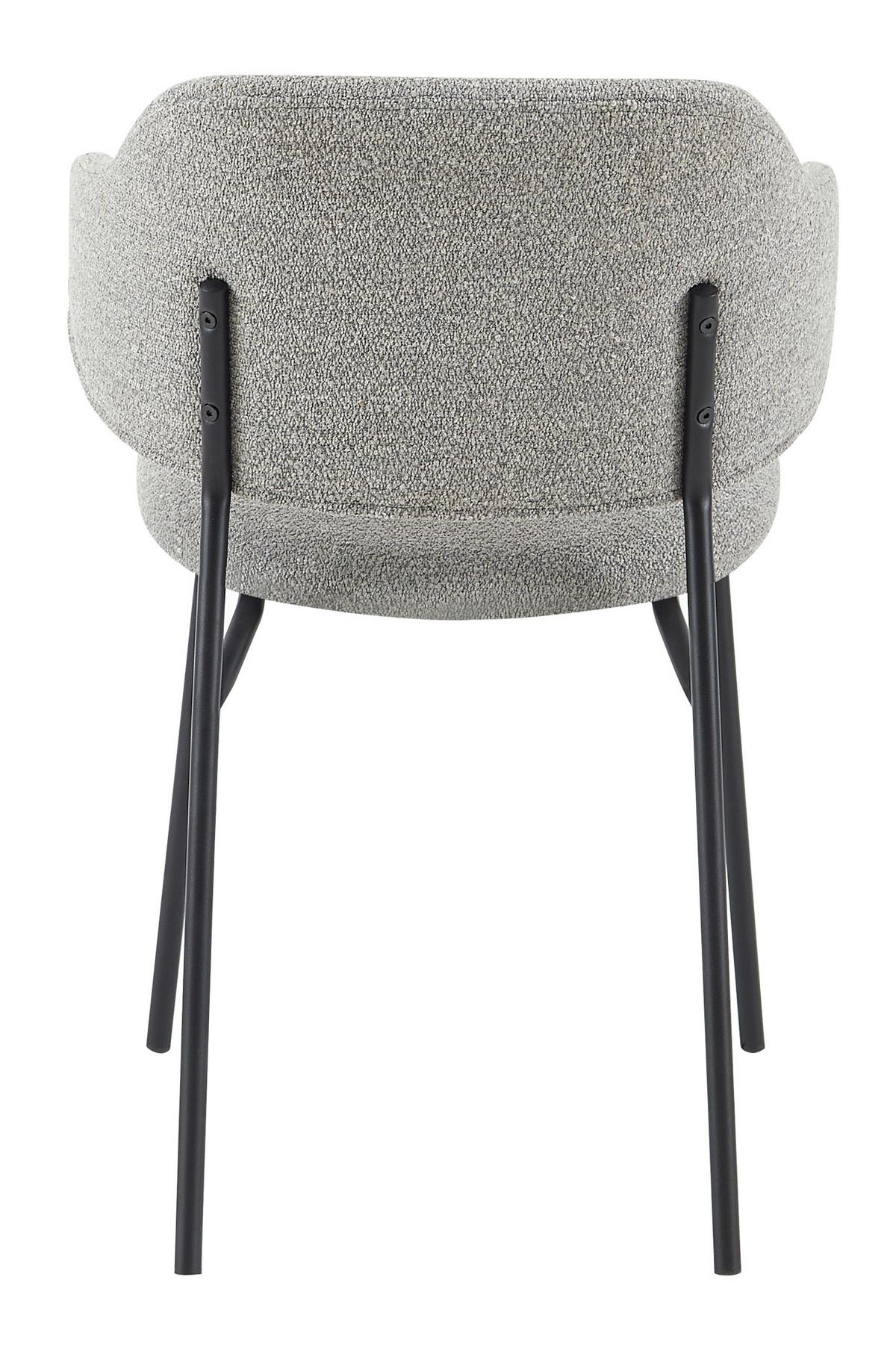 Set Naslanjačev Bouclé, Svetlo Siva, 2-Delni - črna/svetlo siva, Moderno, kovina/tekstil (54/83/59cm) - Livetastic