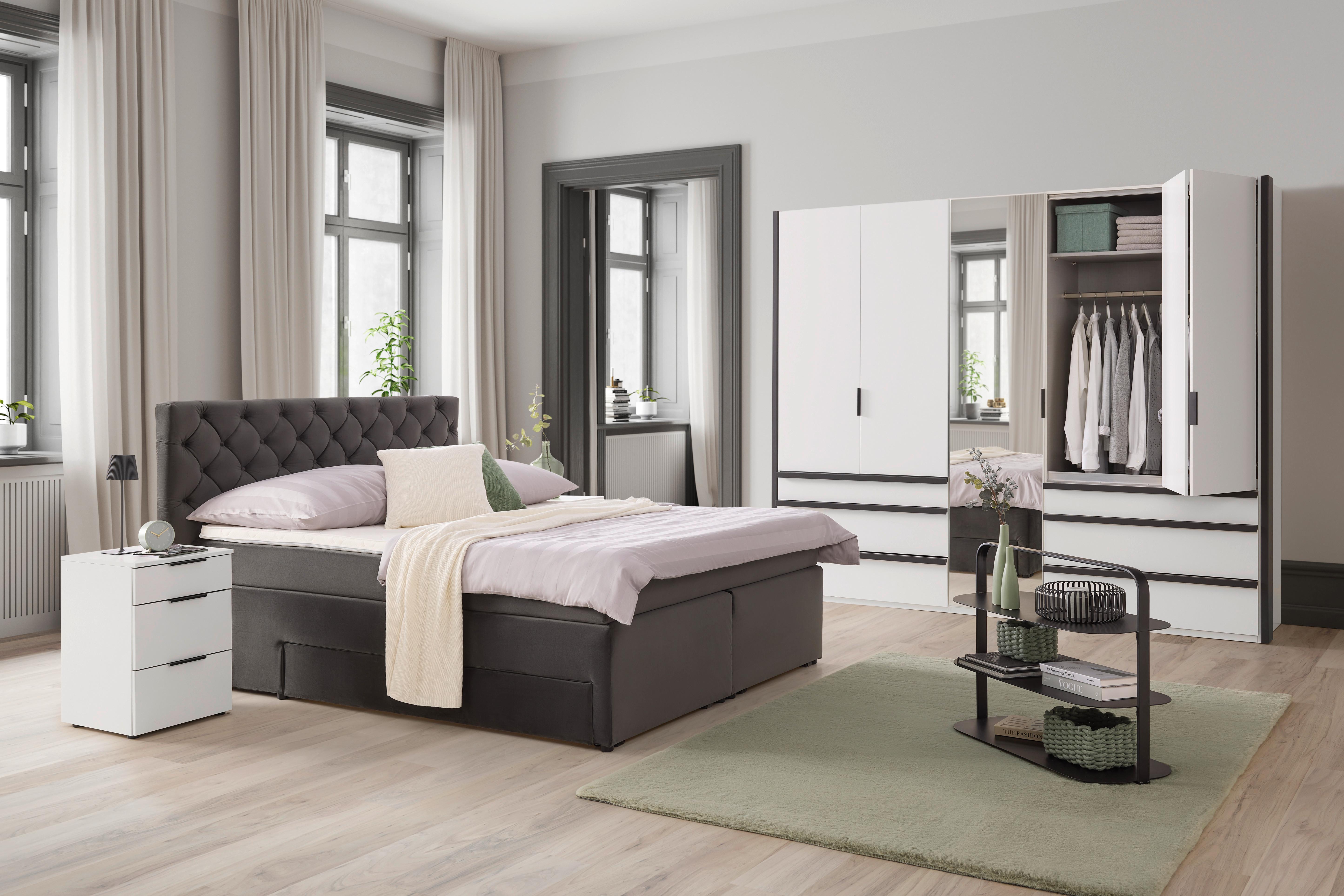 Boxspringbett Chester Anthrazit Ca. 160x200cm - Anthrazit/Schwarz, Holzwerkstoff/Kunststoff (160/200cm) - Mömax