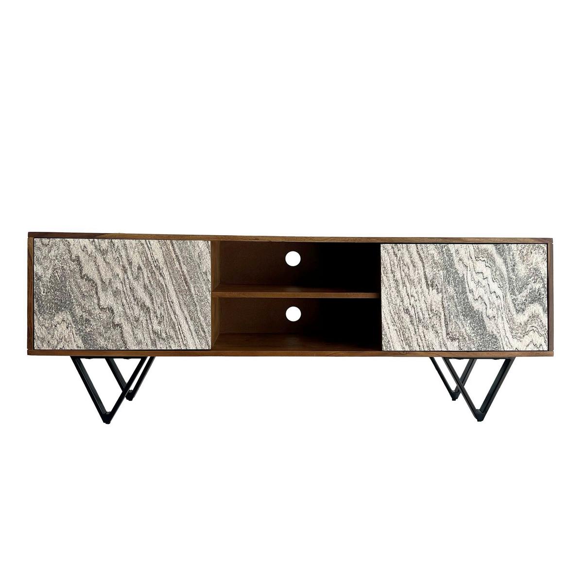 Nizka Omarica Sheesham, Pravi Les - črna/bela, Natur, kovina/les (150/56/35cm) - Livetastic