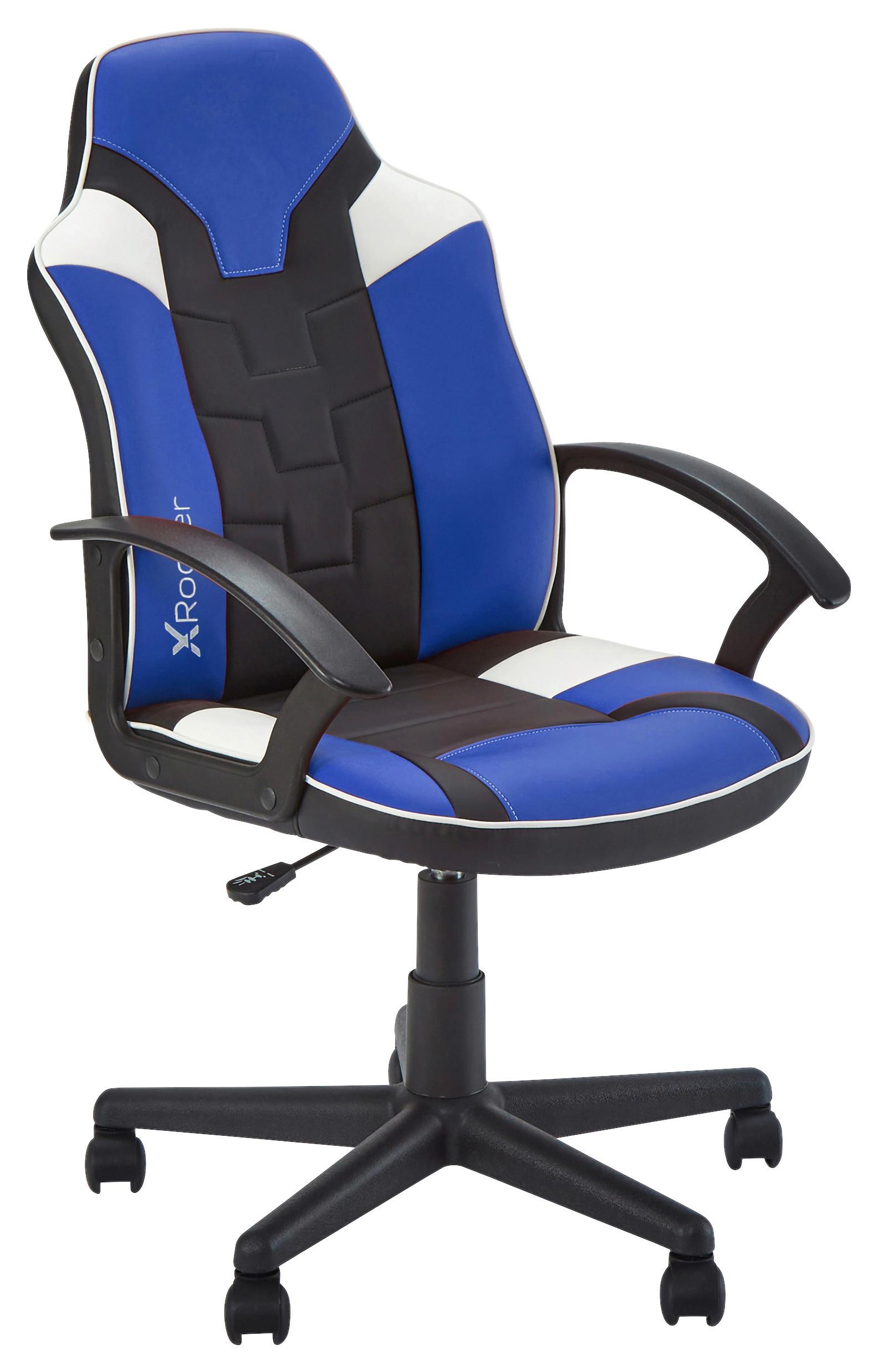 Gamingsessel Saturn ca. 57,5x 107,5x44 cm Blau/Weiß/Schwarz - Blau/Schwarz, MODERN, Textil (57,5/107,5/44cm) - X Rocker