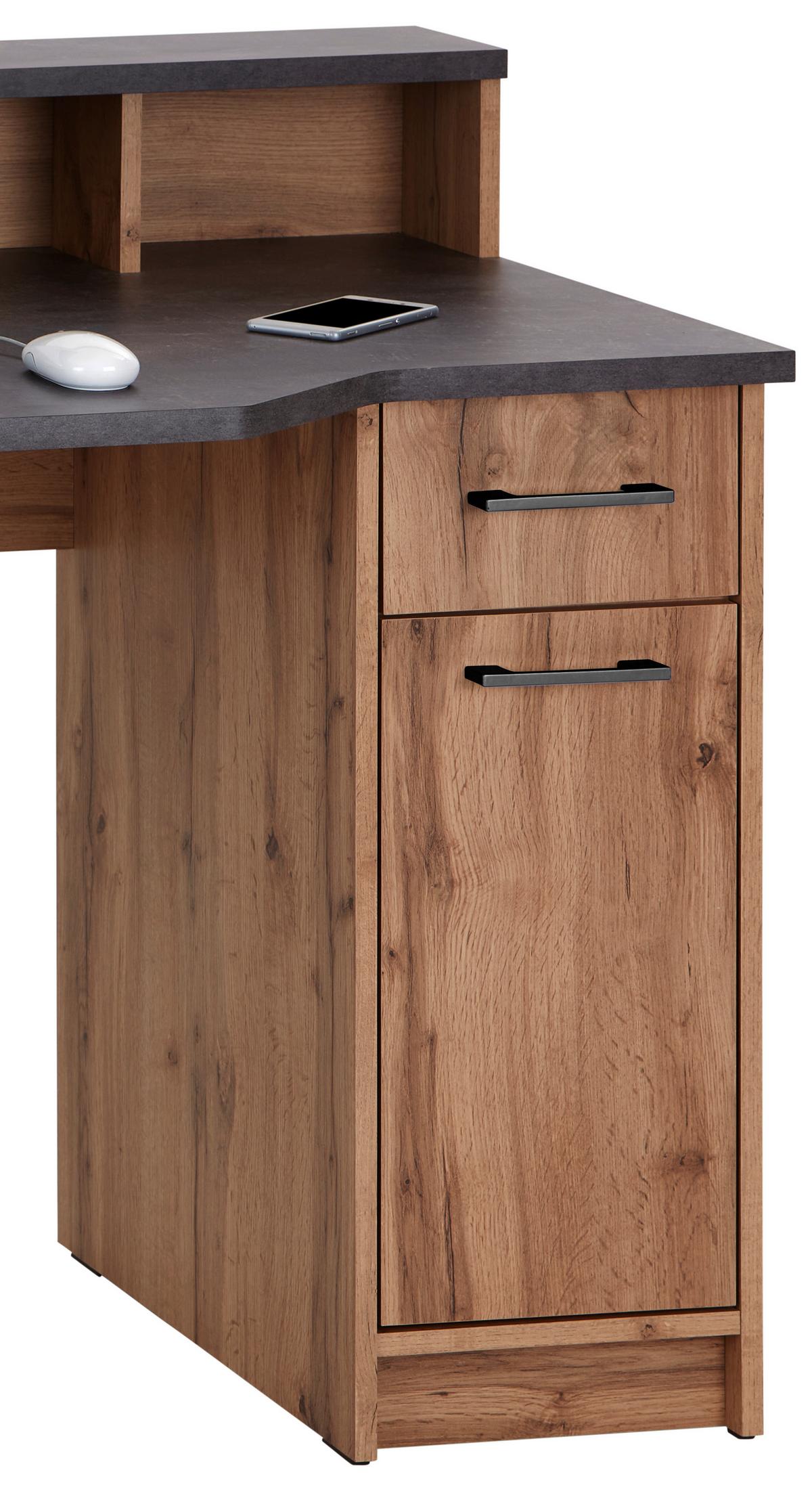 Masa de scris TOBI MX 166 - culoare lemn stejar/gri, Modern, material pe bază de lemn (150/91/68cm) - Modern Living