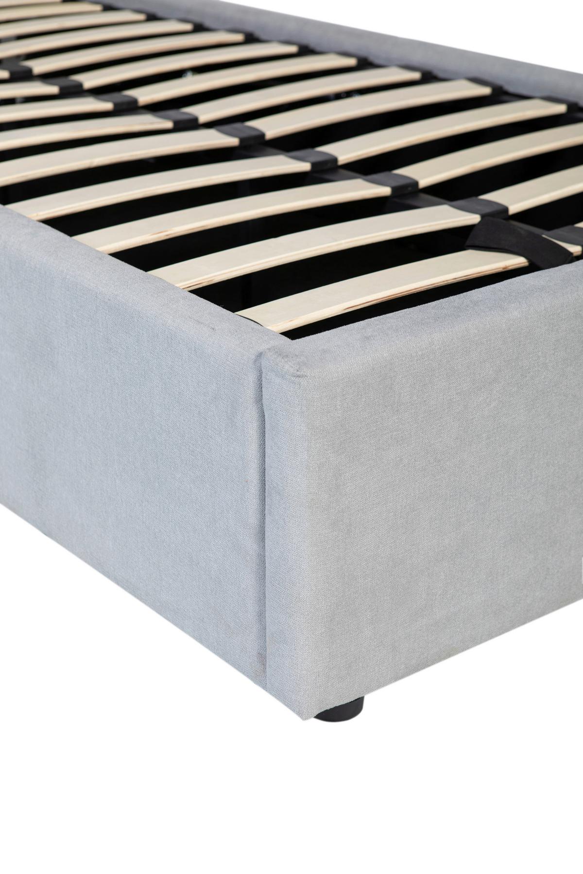 Polsterbett Sienna Hellgrau ca. 90x200cm - Beige/Hellgrau, LIFESTYLE, Holz/Kunststoff (90/200cm) - Based