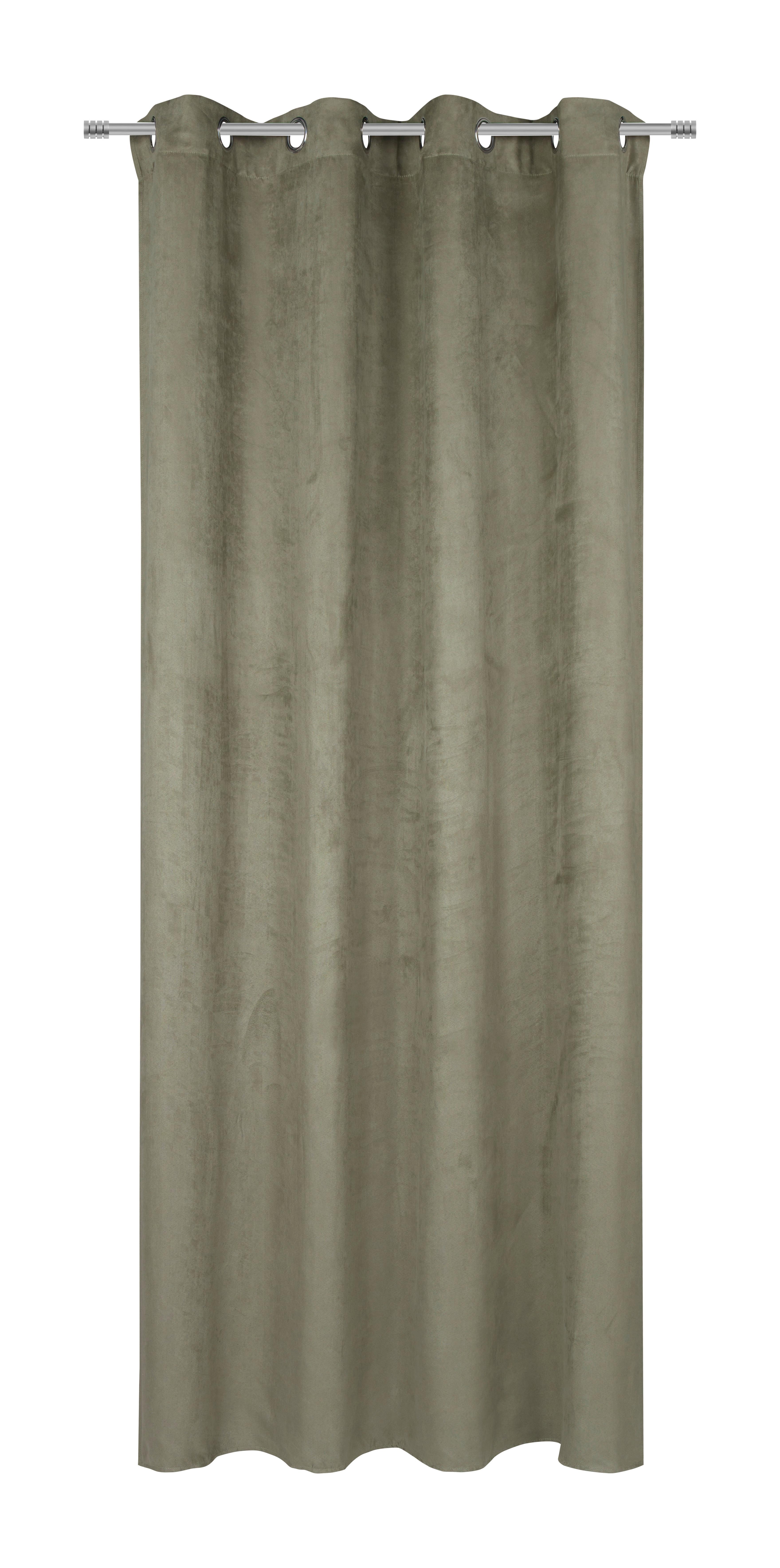 Ösenvorhang Velours in Grün ca. 140x245cm - Grün, KONVENTIONELL, Textil (140/245cm) - Mömax