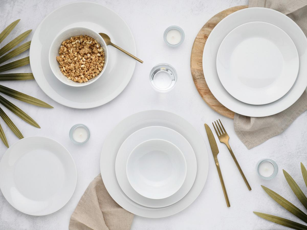 Jedilni Servis Base, 18-Delni - bela, Basics, keramika - Creatable