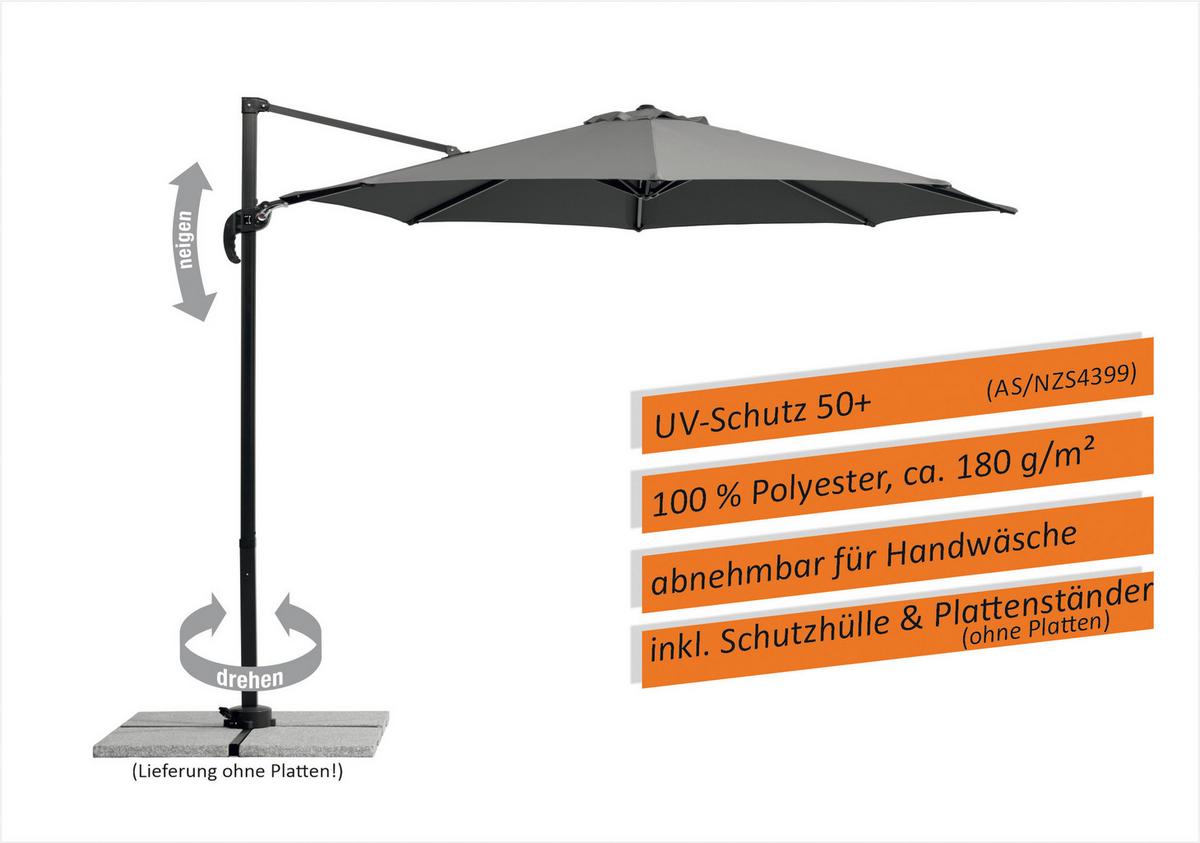Ampelschirm Rhodos ca. 352x244 x300 cm Anthrazit - Anthrazit, Basics, Textil/Metall (352/244/300cm) - Schneider