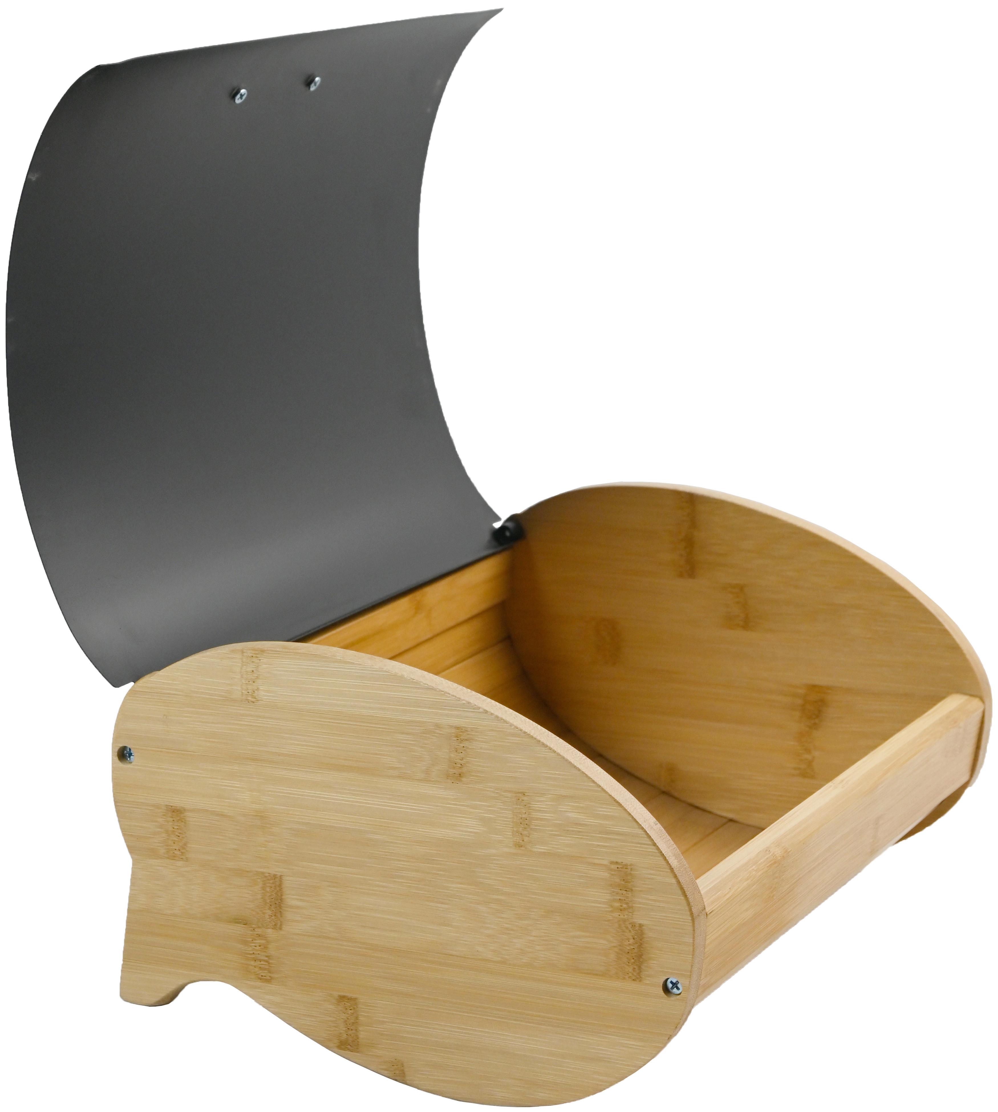 Cutie cu capac pentru pâine SVEA - culoare natur/negru, Modern, metal/lemn (35/25/15,5cm) - Modern Living