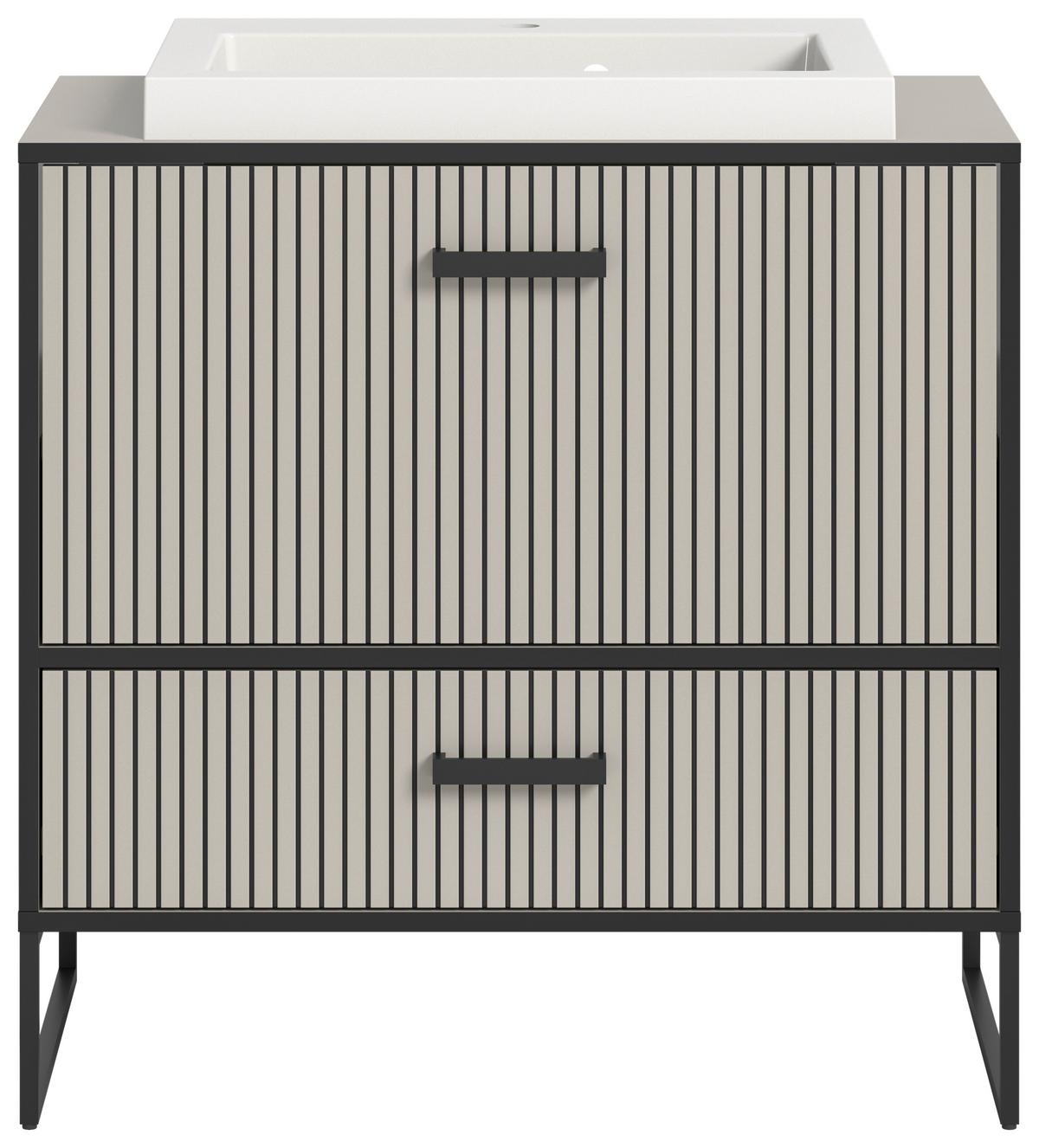 Waschtischkombi BAGNO ca.80x84x48cm Kaschmir - Kaschmir/Schwarz, MODERN, Holzwerkstoff/Metall (80/84/48cm) - MID.YOU