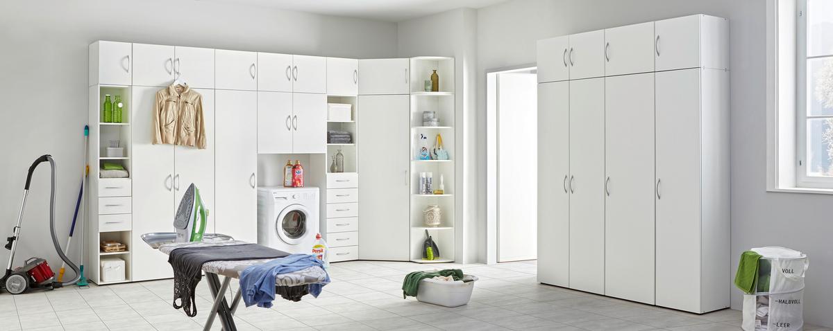 Mehrzweckschrank in Weiss - Weiss/Alufarben, Konventionell, Holzwerkstoff/Kunststoff (40/185/40cm) - Mömax