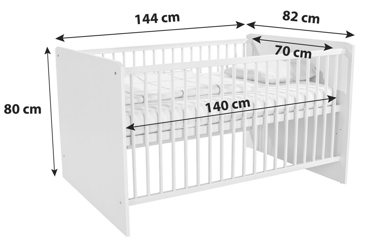 Pătuţ cu grilaj Star - alb, Konventionell, lemn/material pe bază de lemn (70/140cm)
