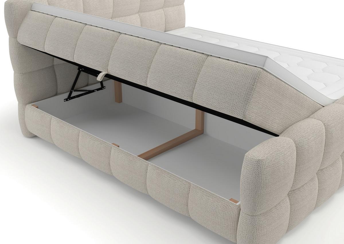 Boxspring Krevet Brisbane - crna/krem, Trend, drvni materijal/drvo (180/200cm) - Premium Living