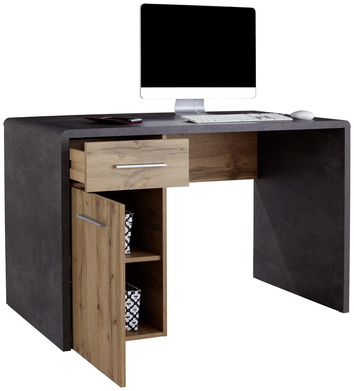 Pisalna Miza Fontana New Ftb06, Temno Siva, Hrast - barve kroma/temno siva, Moderno, umetna masa/leseni material (120/75,5/60cm) - Mömax