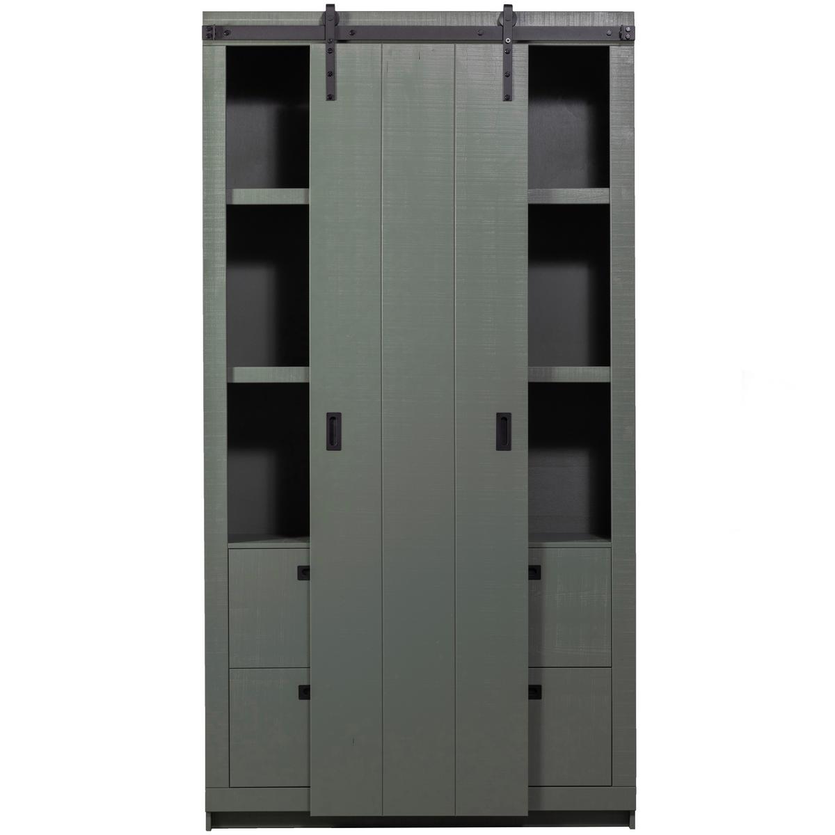Mehrzweckschrank Slide Barn Grün - Schwarz/Grün, Design, Holz (122/230/37cm) - Livetastic