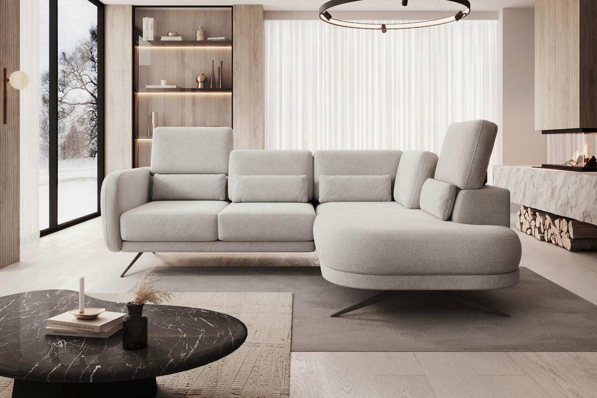 Coltar ILUSSIO L - gri deschis/crem, Modern (248-205/83-104/111cm) - Modern Living