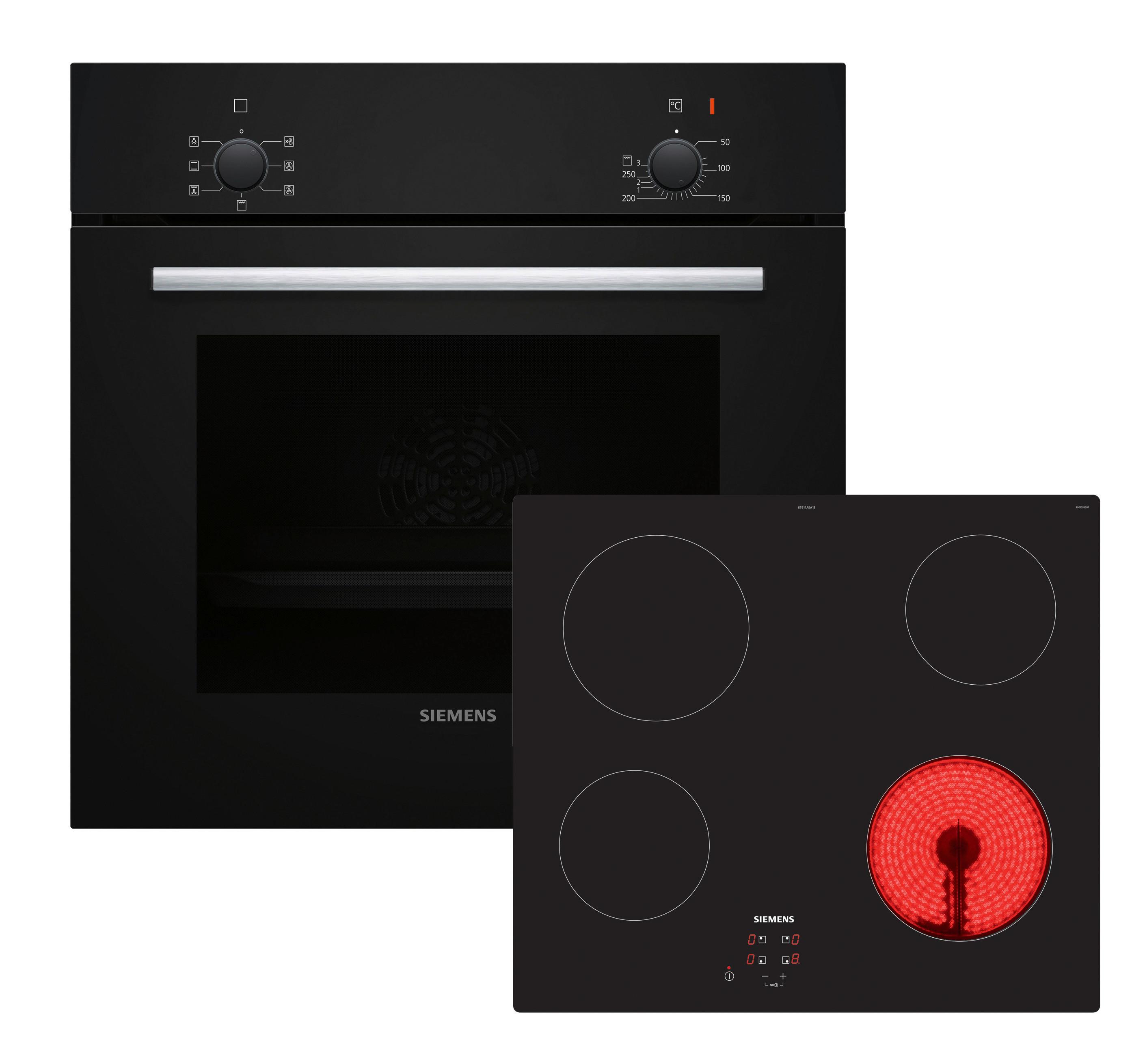 Backofenset EQPOWER02K Edelstahl/schwarz - Schwarz, Metall (60cm) - Siemens