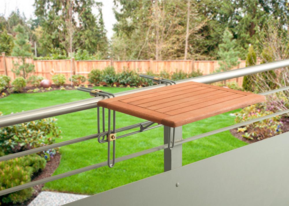 Balkonhängetisch aus Eukalyptus, natur - Naturfarben, KONVENTIONELL, Holz/Metall (60/40/1cm) - Gardenson