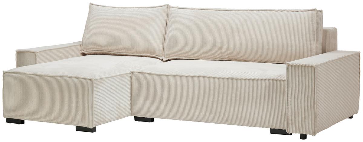 Sarokkanapé Verano - krémszínű, Modern, textil (157/265cm) - Mömax