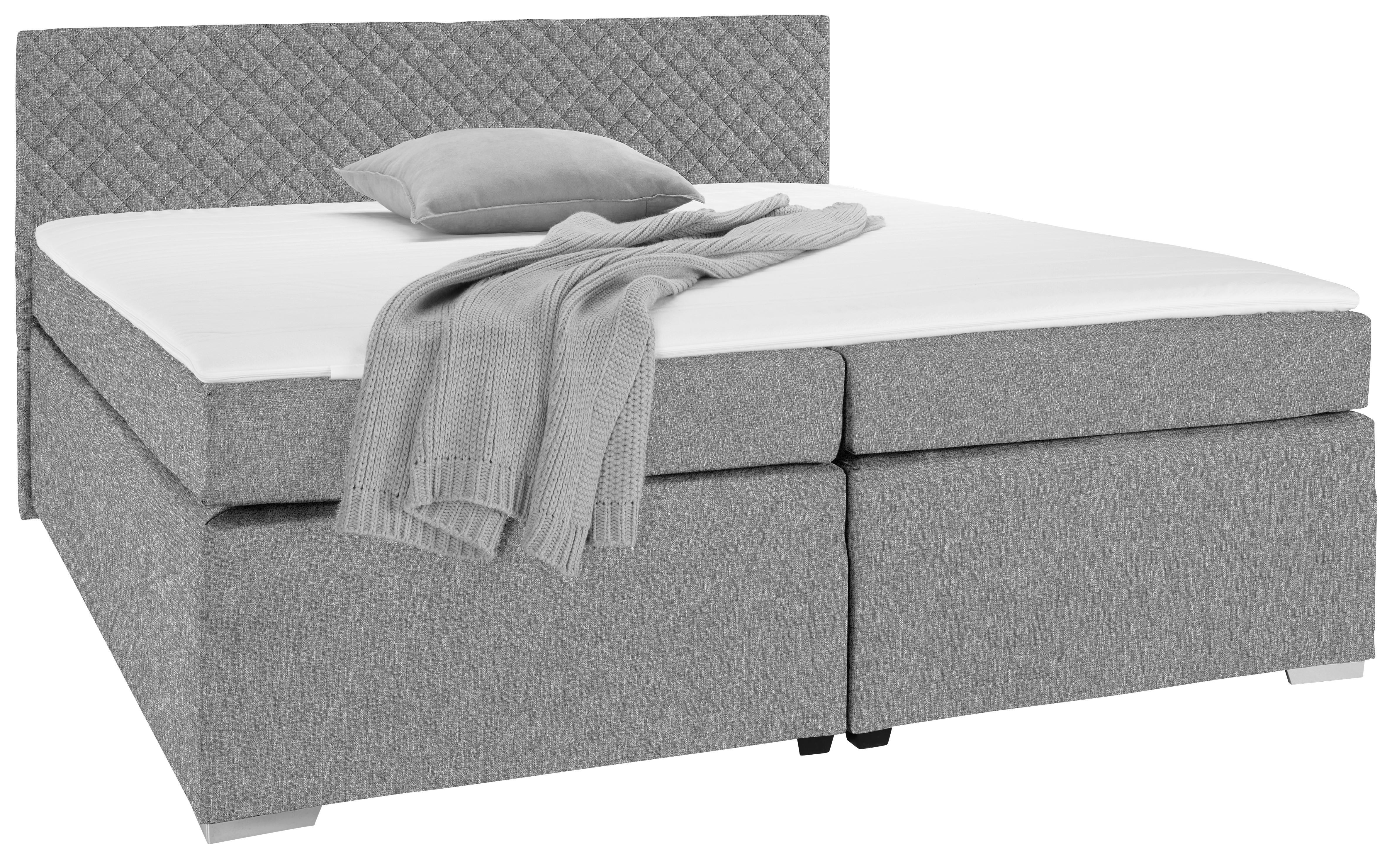 Boxspringbett Mali New Silberfarben ca. 160x200cm - Chromfarben/Silberfarben, KONVENTIONELL, Textil (160/200cm) - Based