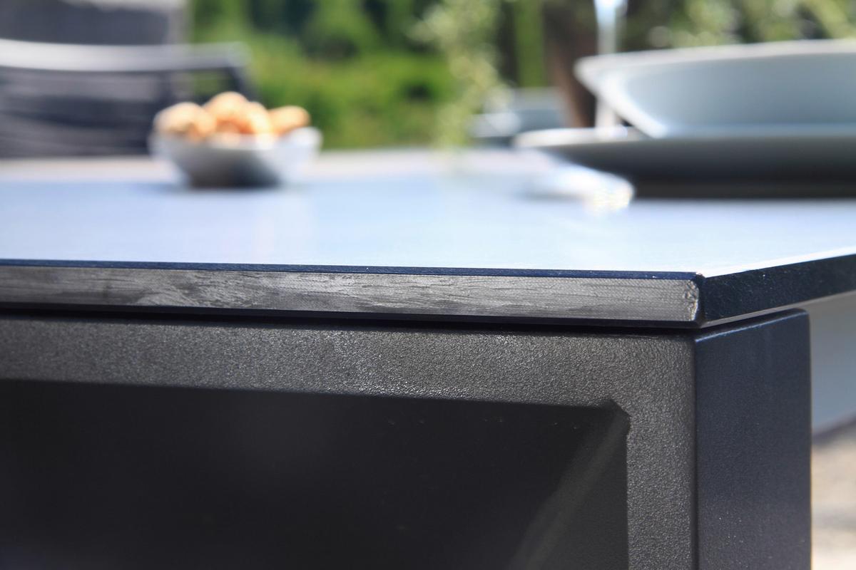 Gartenset 5-tlg. Metall/Glas/ Textil/Kunststof/Holzwerkstoff - Dunkelgrau/Anthrazit, Basics, Glas/Holzwerkstoff (180+60/100/74cm) - Acamp