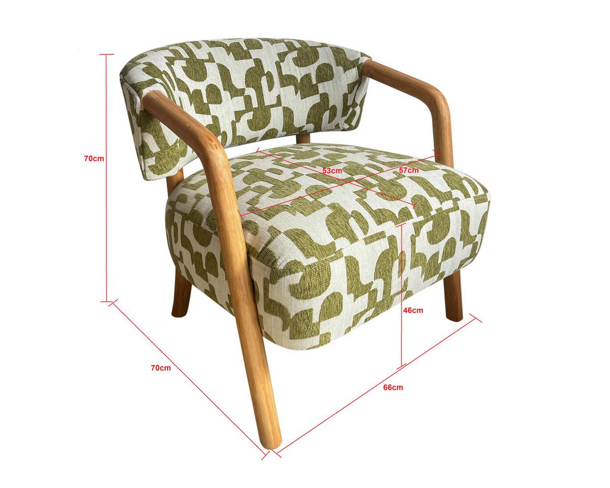 Armlehnsessel Joris Grün/Naturfarben - Naturfarben/Grün, LIFESTYLE, Holz/Textil (71/67/71cm) - Mömax
