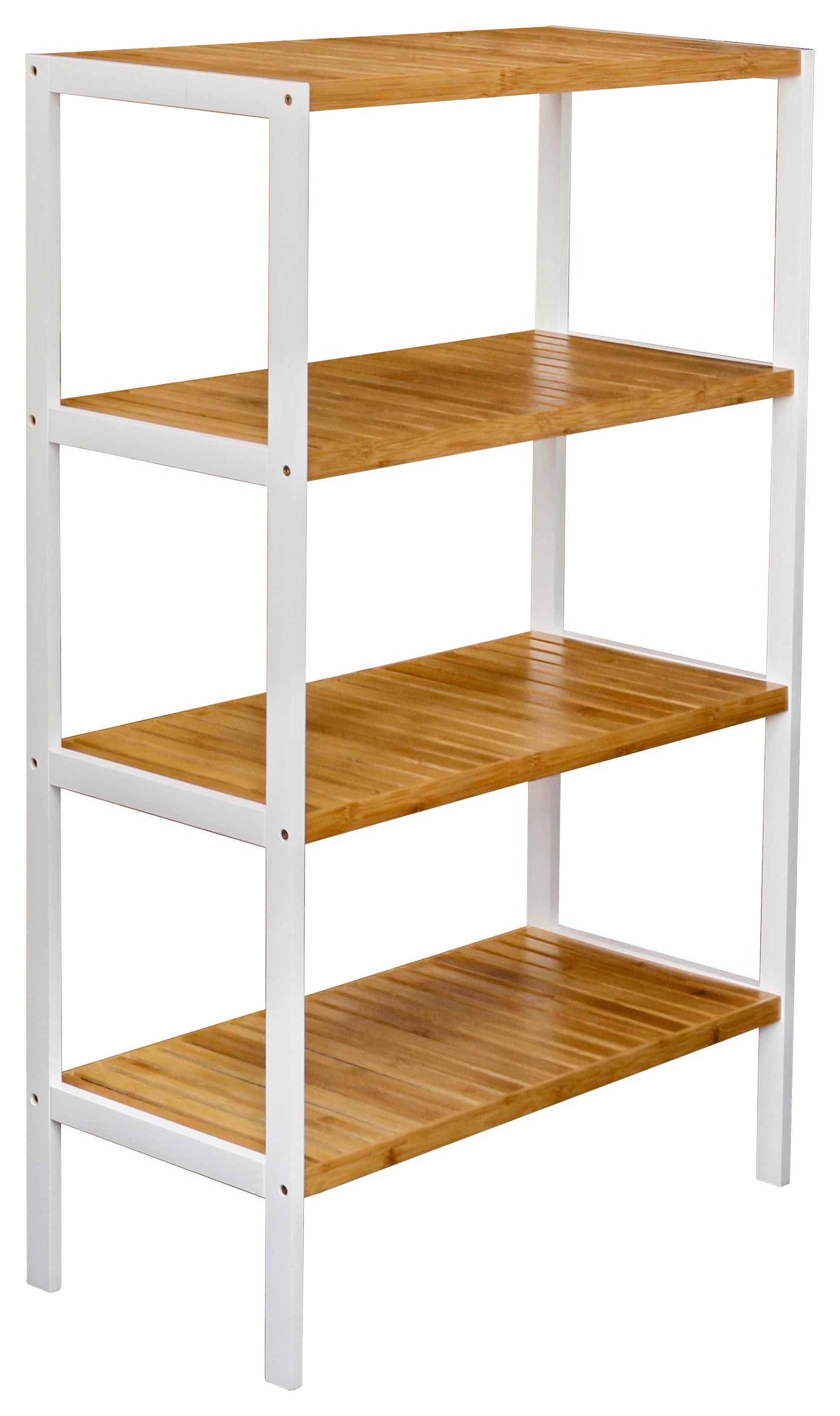 Regal Bambu, Bela, Bambus - bela/rjava, Moderno, leseni material/les (70/110/33cm)