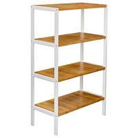 Polica Bambu - bijela/smeđa, Moderno, drvni materijal/drvo (70/110/33cm) - Modern Living