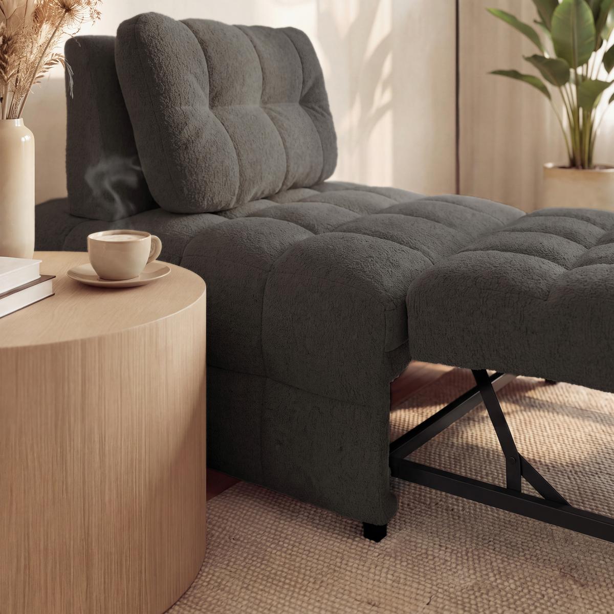 Schlafsessel Liara Webstoff Dunkelgrau - Dunkelgrau/Schwarz, MODERN, Holz/Textil (88/87/110cm) - Bessagi Home