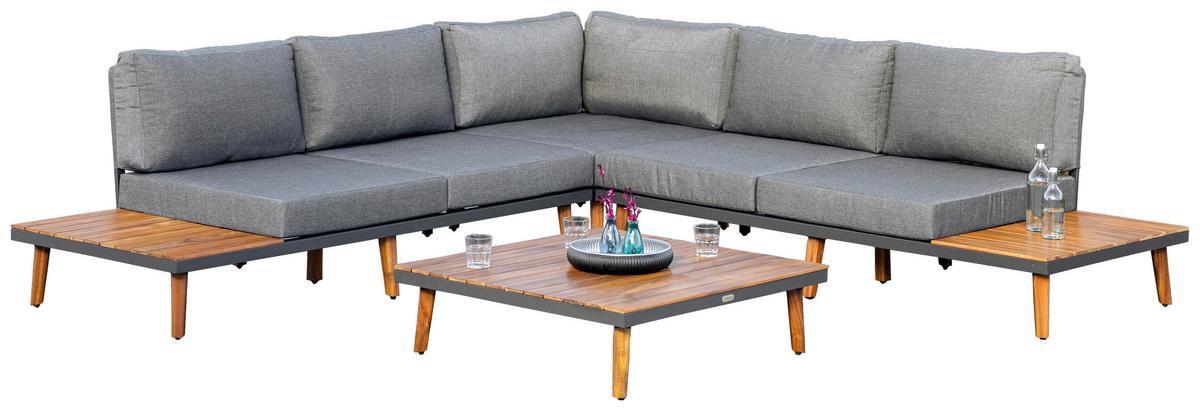 Lounge Garnitura Athen, Masivno - siva/barve grafita, Konvencionalno, kovina/tekstil (287,5/28/287,5cm) - Gardenson