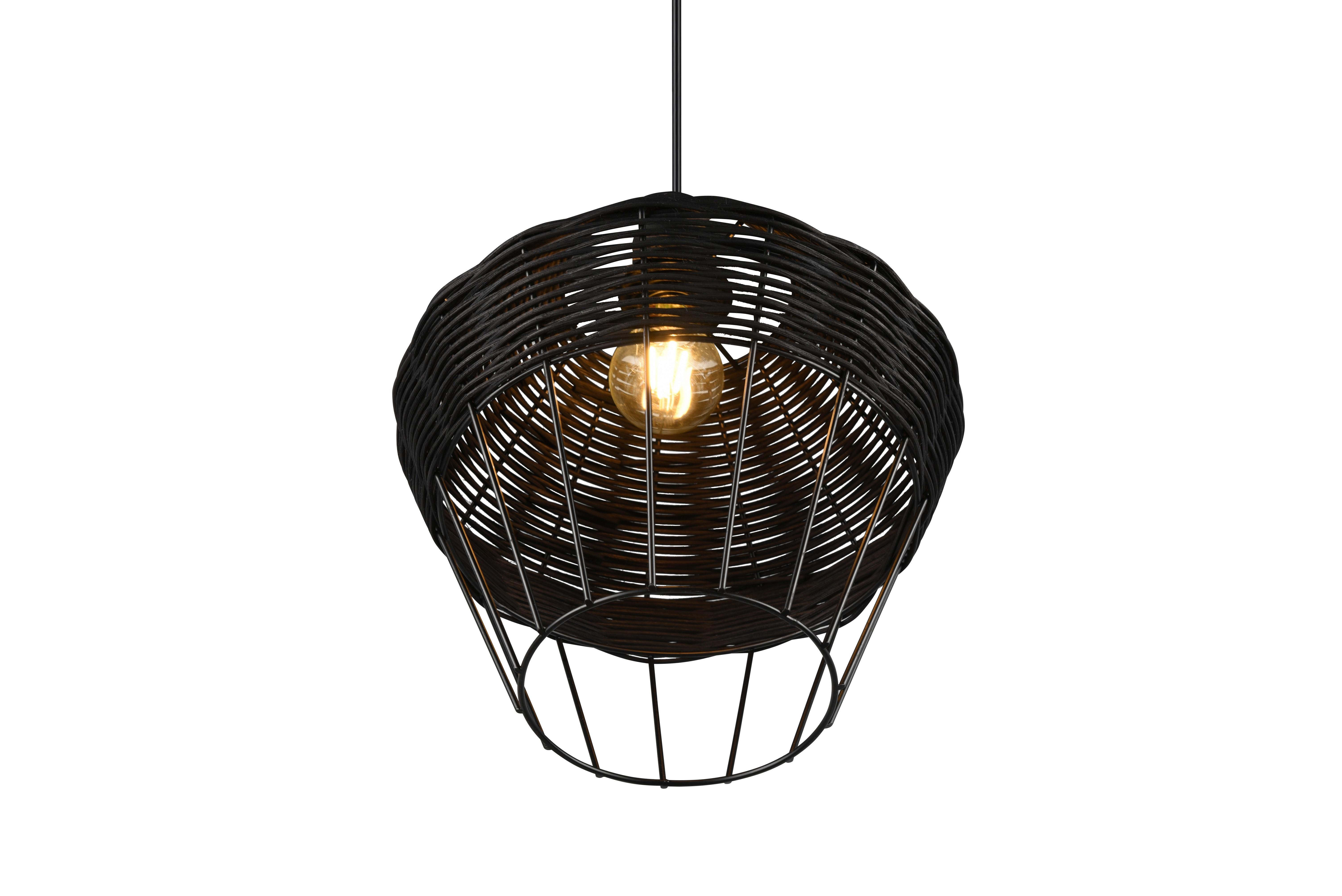 Pendelleuchte Borka Schwarz max. 40 Watt - Schwarz, ROMANTIK / LANDHAUS, Holz/Metall (30/150cm)