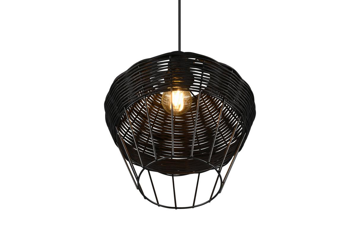 Pendelleuchte Borka Schwarz max. 40 Watt - Schwarz, ROMANTIK / LANDHAUS, Holz/Metall (30/150cm)