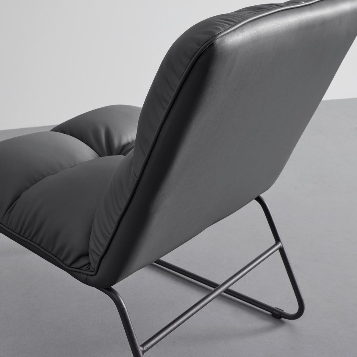 Relaxsessel Eleina Grau Lederlook - Schwarz/Grau, MODERN, Textil/Metall (71/82/70cm) - Bessagi Home