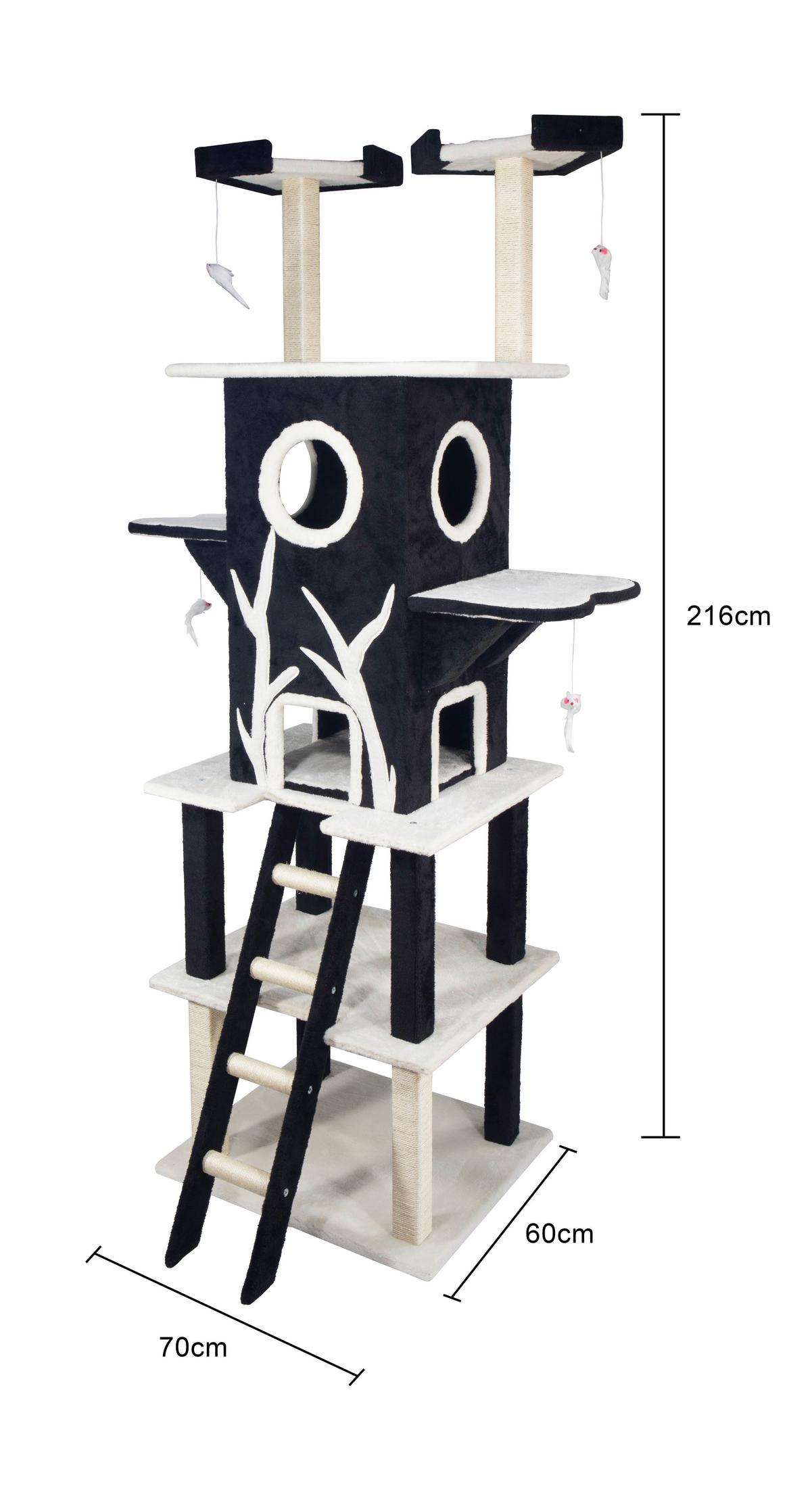 Kratzbaum Brownie Schwarz/Weiß - Schwarz/Weiß, KONVENTIONELL, Karton/Holzwerkstoff (70/60/216cm) - Mömax