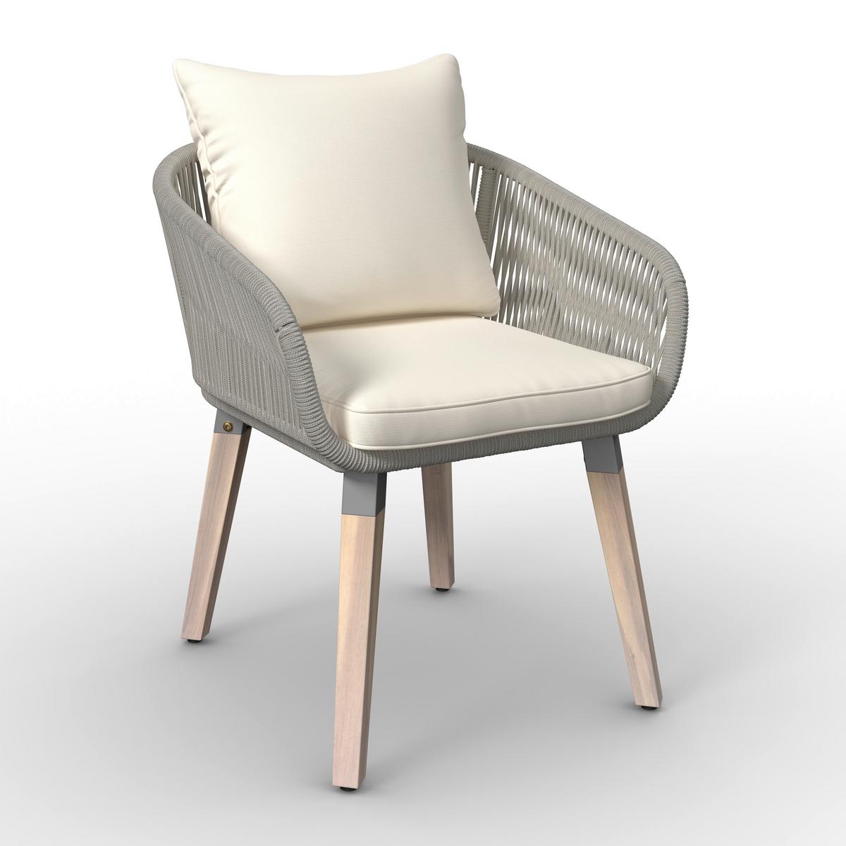 Loungegarnitur Elodie Grau Echtholz/Textil - Greige/Creme, Modern, Holz/Kunststoff - Bessagi Garden