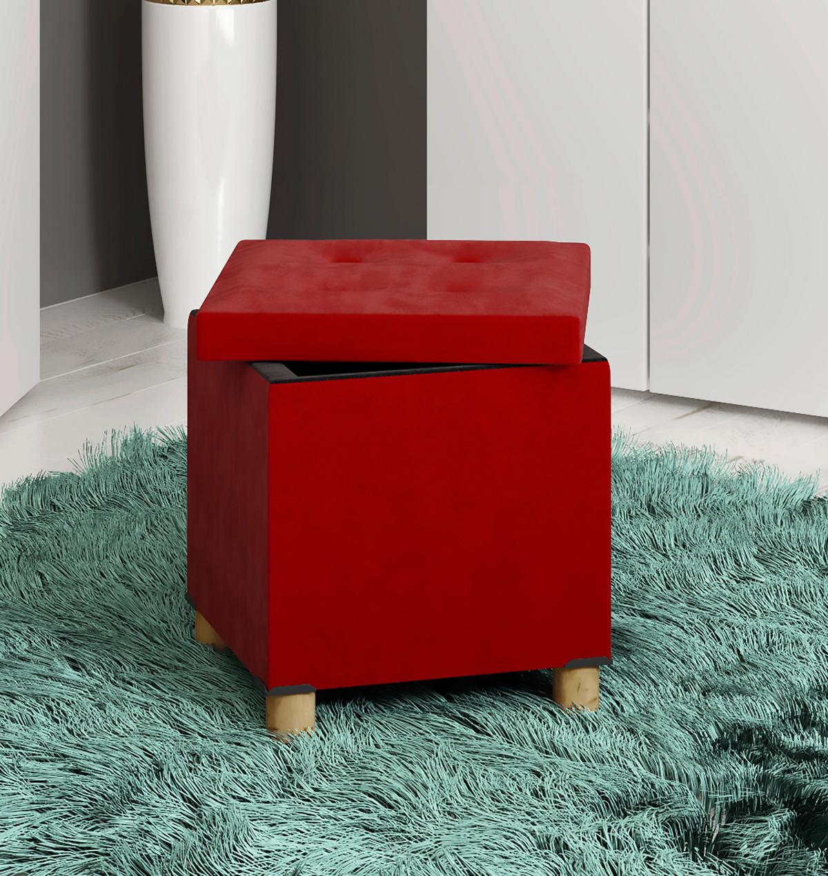 Zaboj Za Sedenje Sizos M, Rdeča - rdeča/rjava, Moderno, tekstil/leseni material (38/40/38cm) - MID.YOU