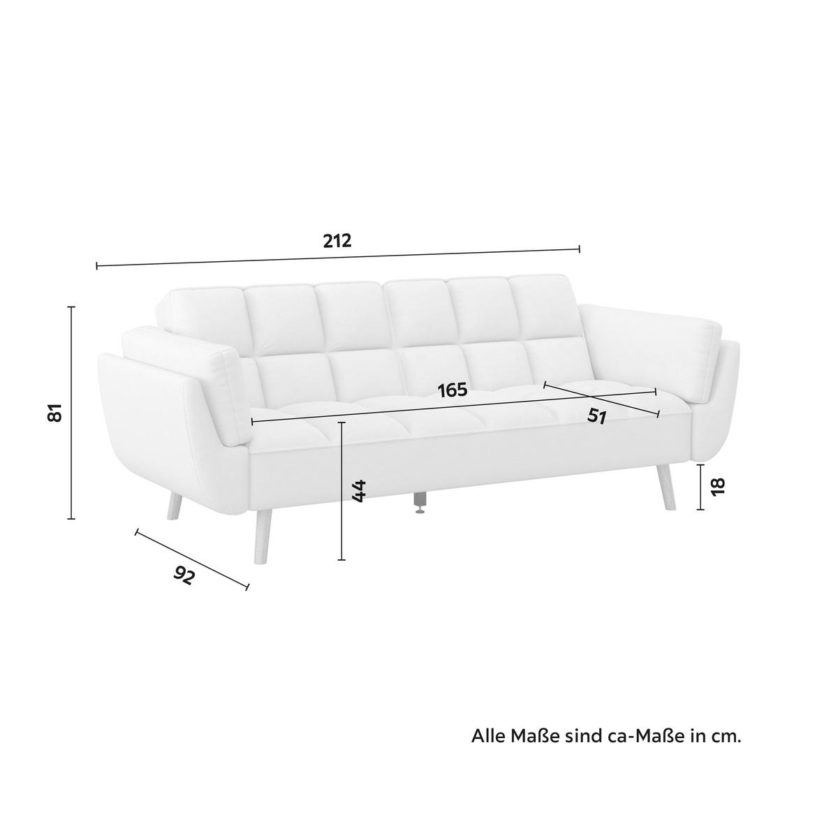 Schlafsofa Cora Webstoff Creme - Creme/Naturfarben, MODERN, Holz/Textil (214/92/81cm) - Bessagi Home