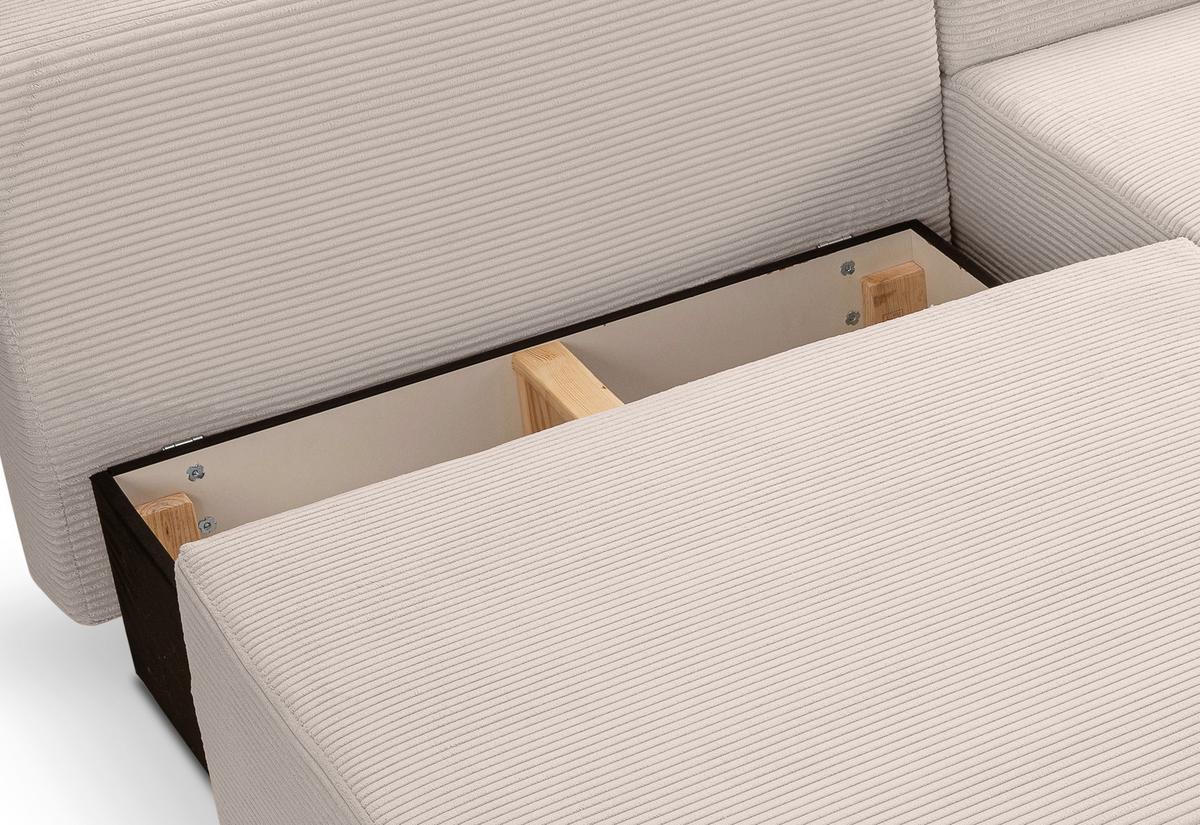 Ecksofa Amsterix Graubeige Schlaffunktion - Greige/Schwarz, Basics, Holz/Kunststoff (213/158cm) - MID.YOU