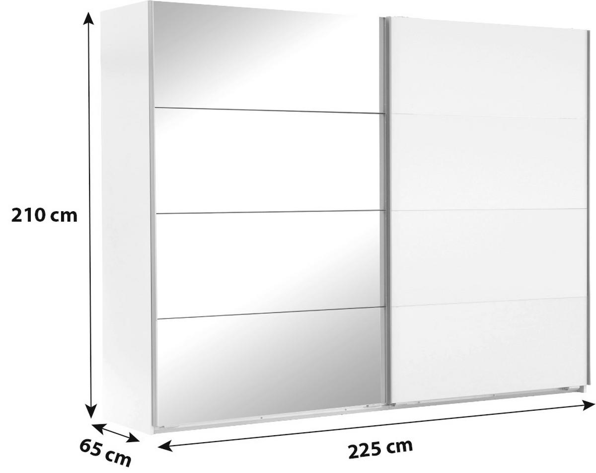 Omara Z Drsnimi Vrati Ernie, Bela, Z Ogledalom - bela/barve aluminija, Moderno, kovina/steklo (225/210/65cm) - MID.YOU