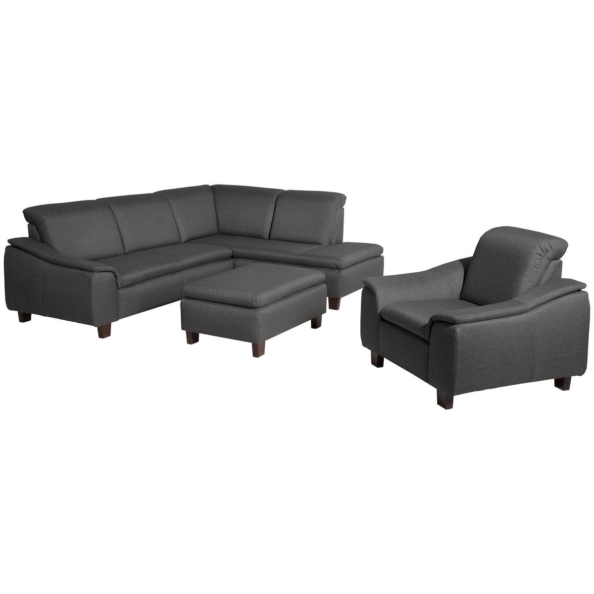 ECKSOFA AARON - Anthrazit/Nussbaumfarben, Design, Holz/Textil (247/187cm) - Max Winzer